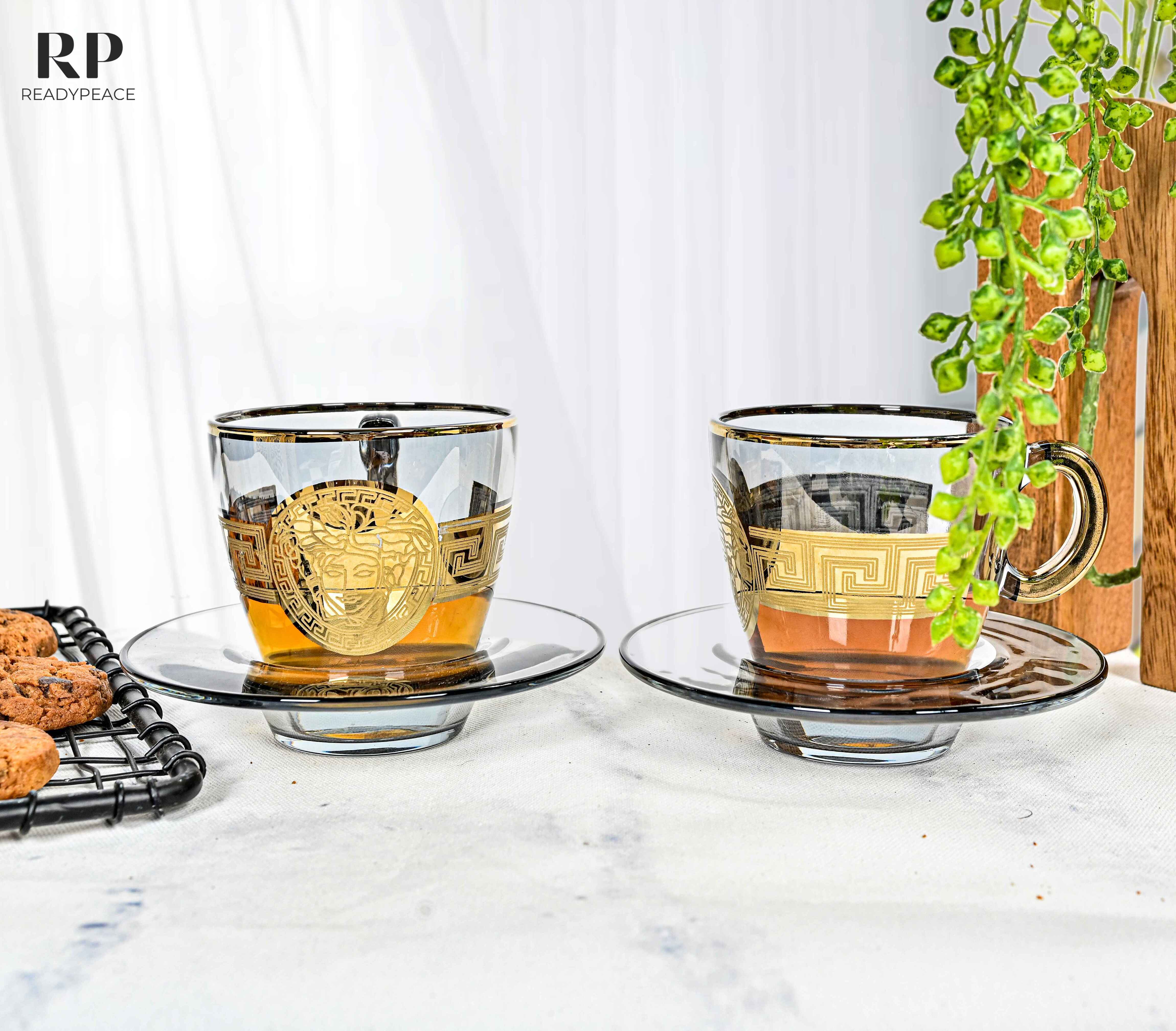 Ivan Versace Gold Plated Cup & Saucer (Set of 6)