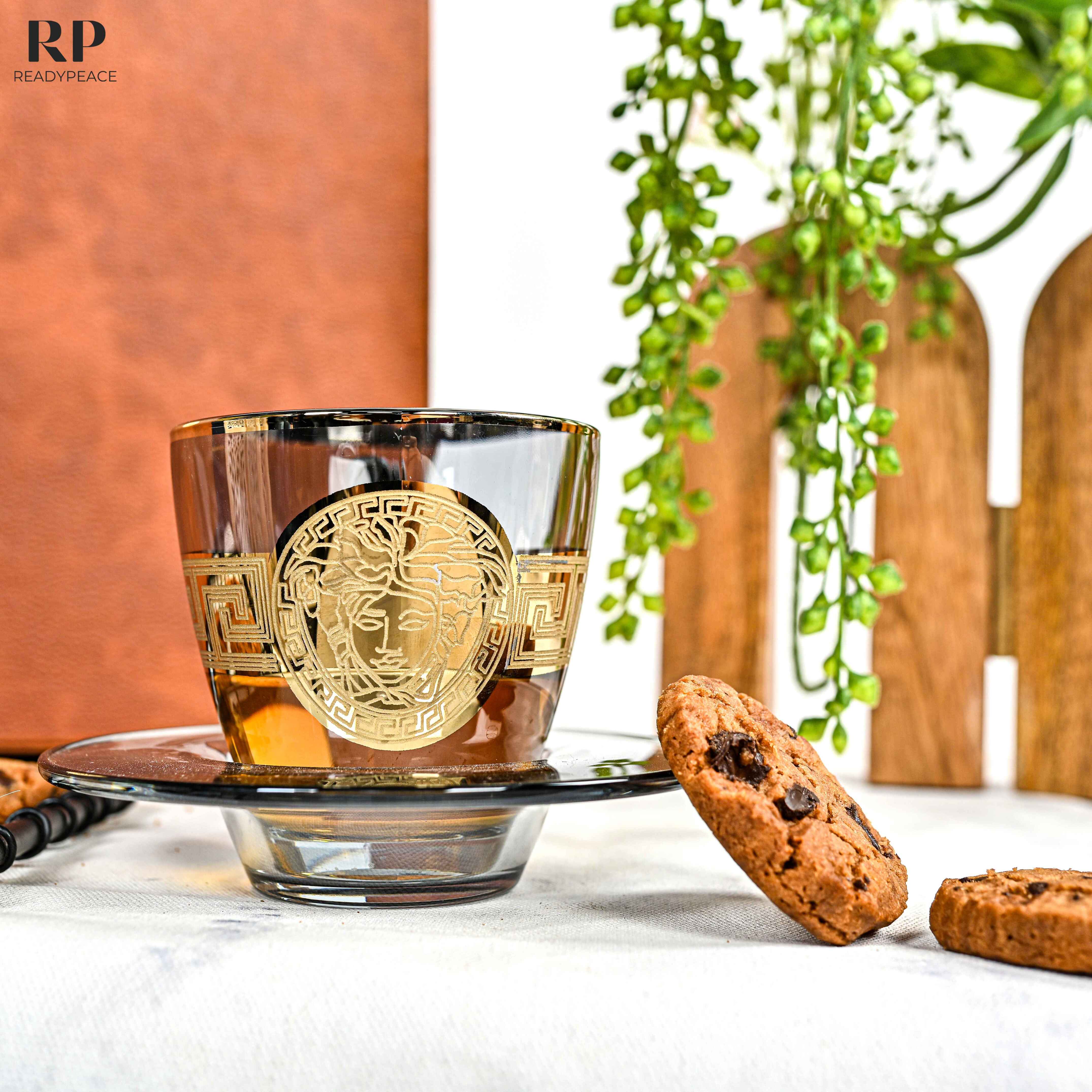 Ivan Versace Gold Plated Cup & Saucer (Set of 6)