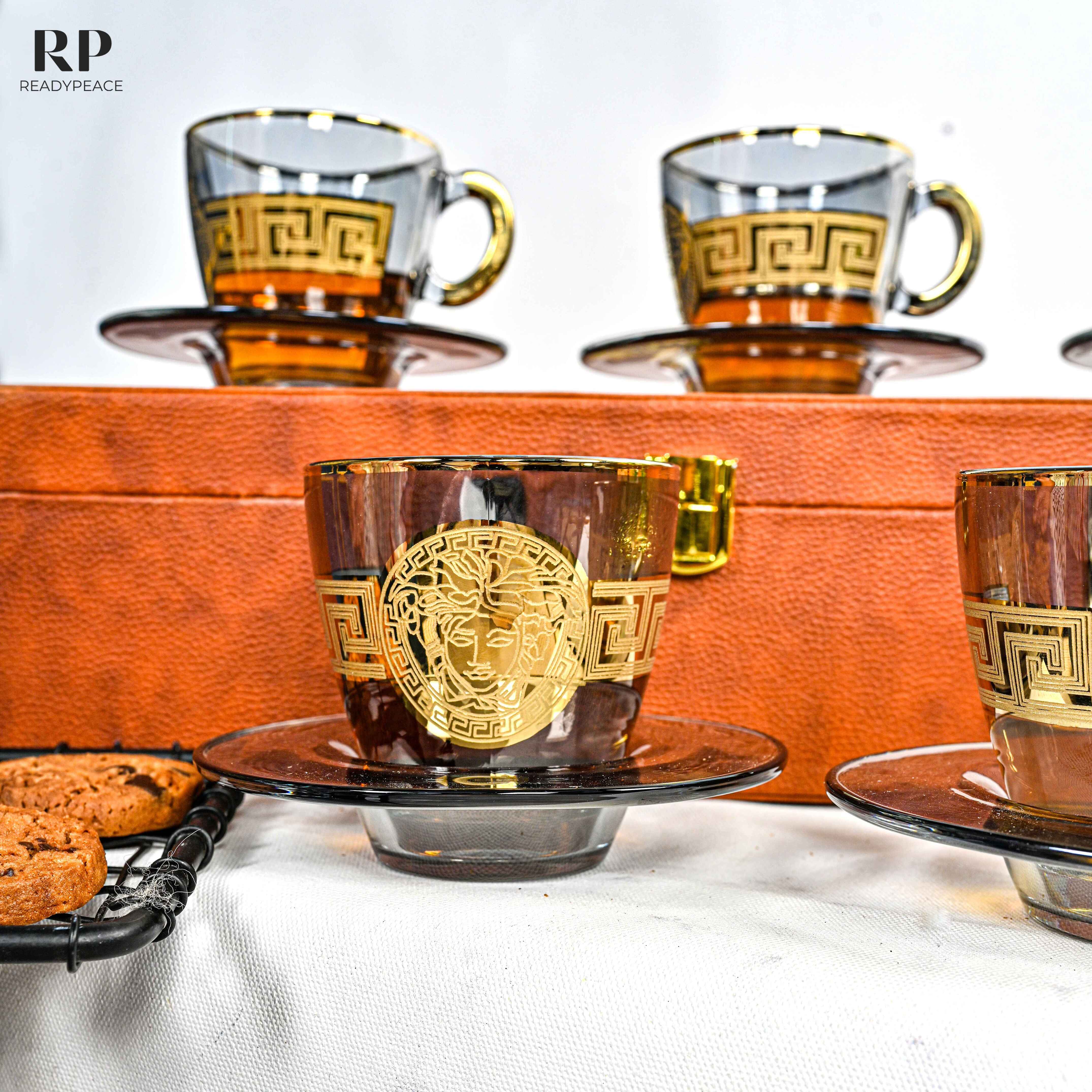 Ivan Versace Gold Plated Cup & Saucer (Set of 6)
