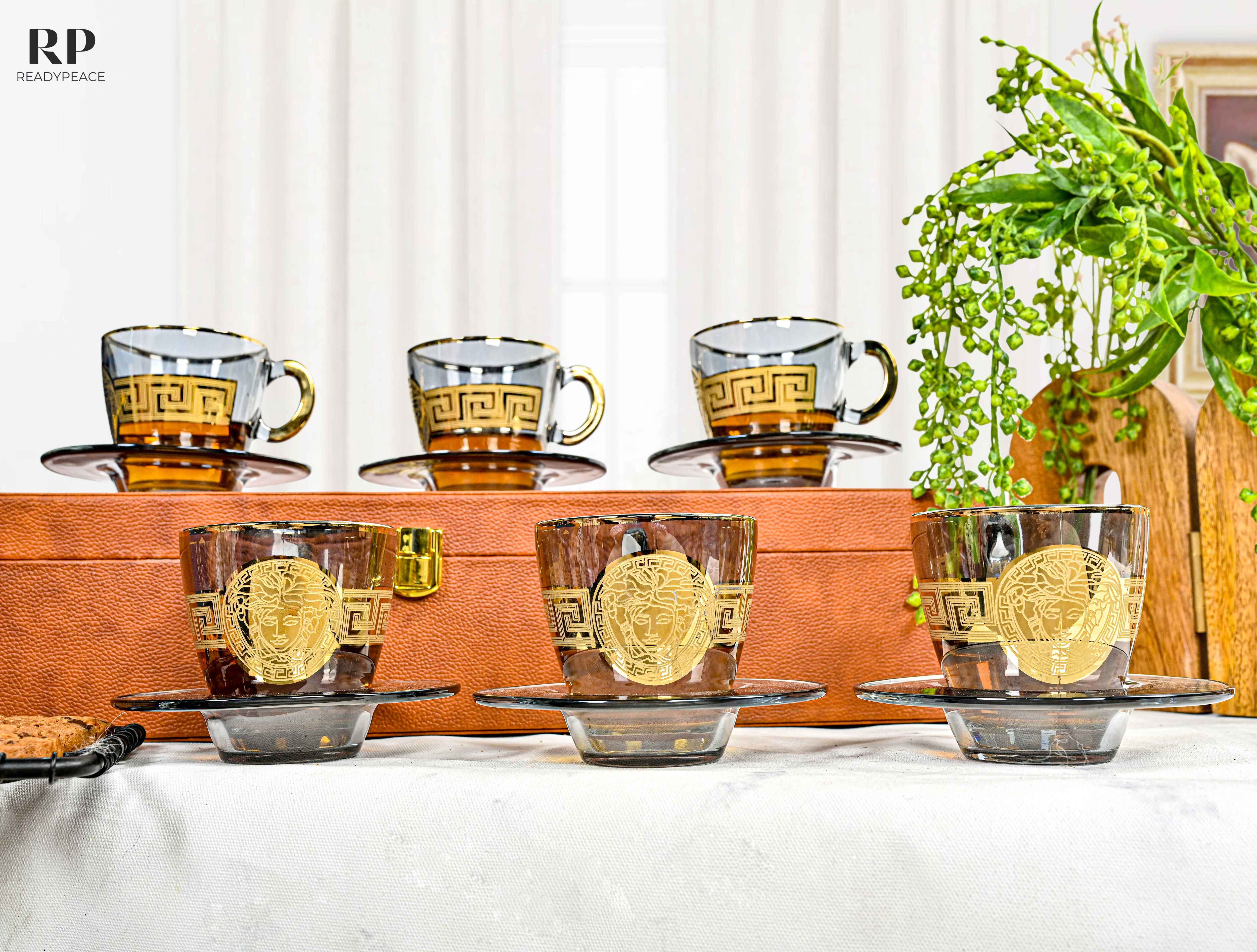 Ivan Versace Gold Plated Cup & Saucer (Set of 6)