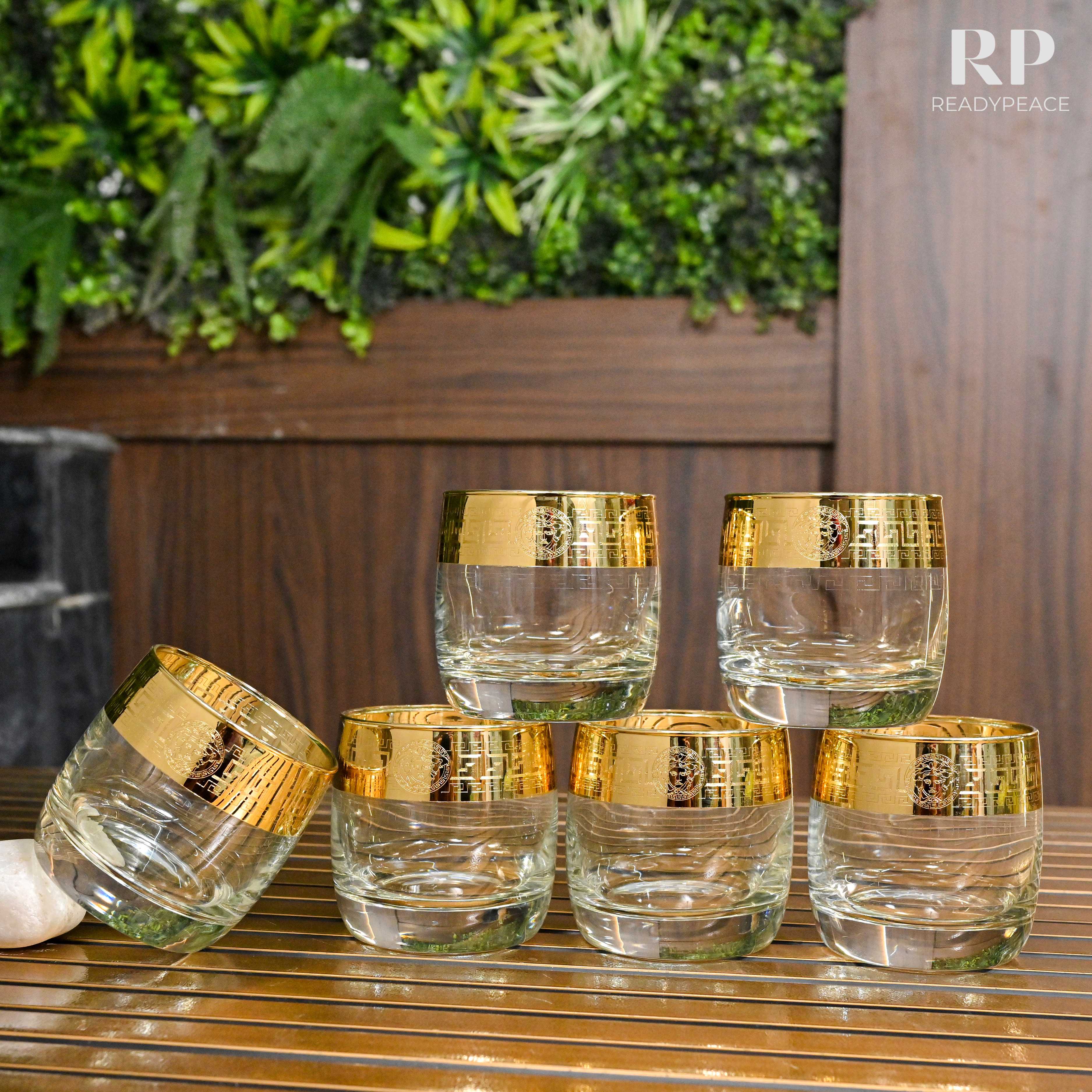 Amigo Gold Plated Crystal Glasses (Set of 6)