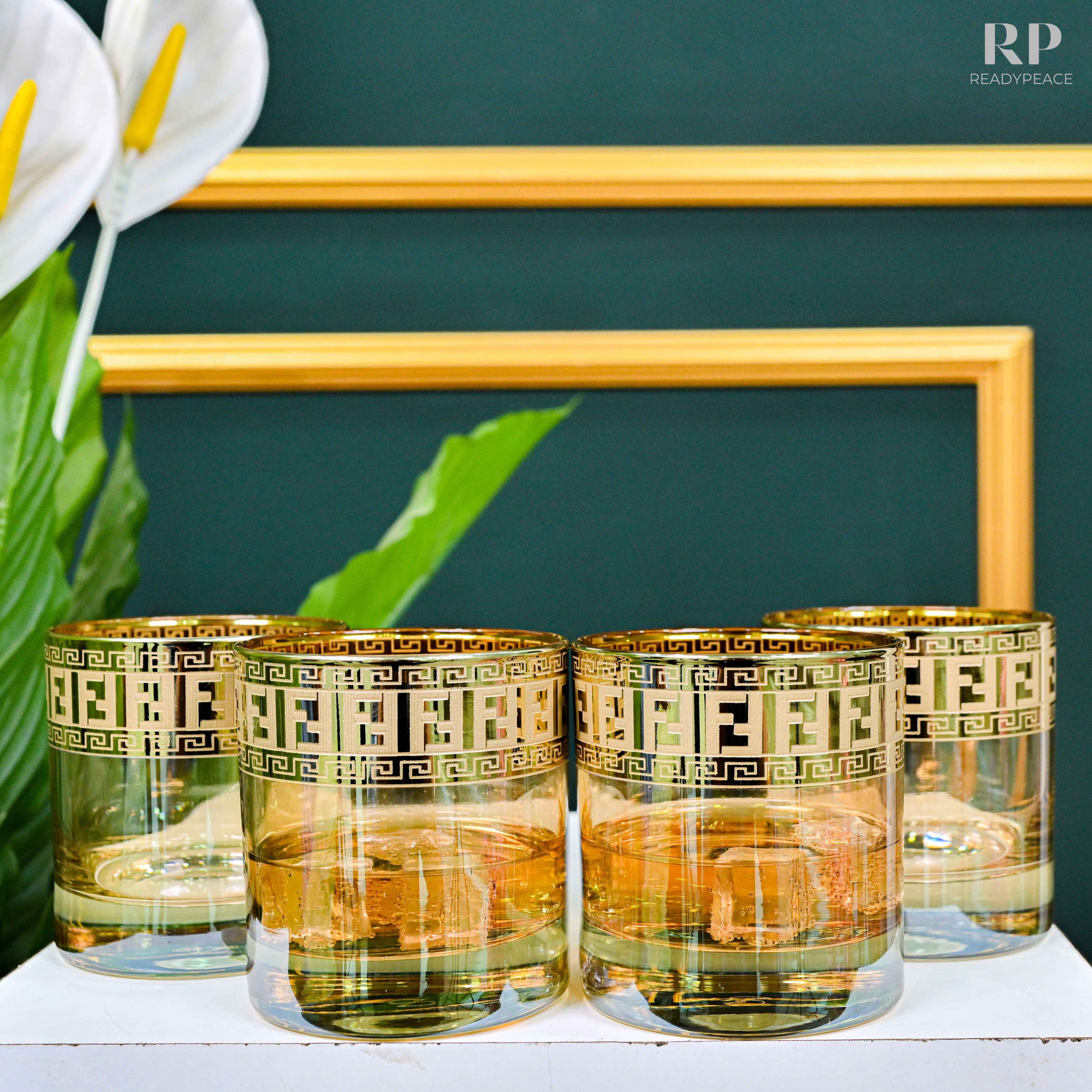 Diva Fendi Gold Plated Glasses - Set of 6 (390 ml)