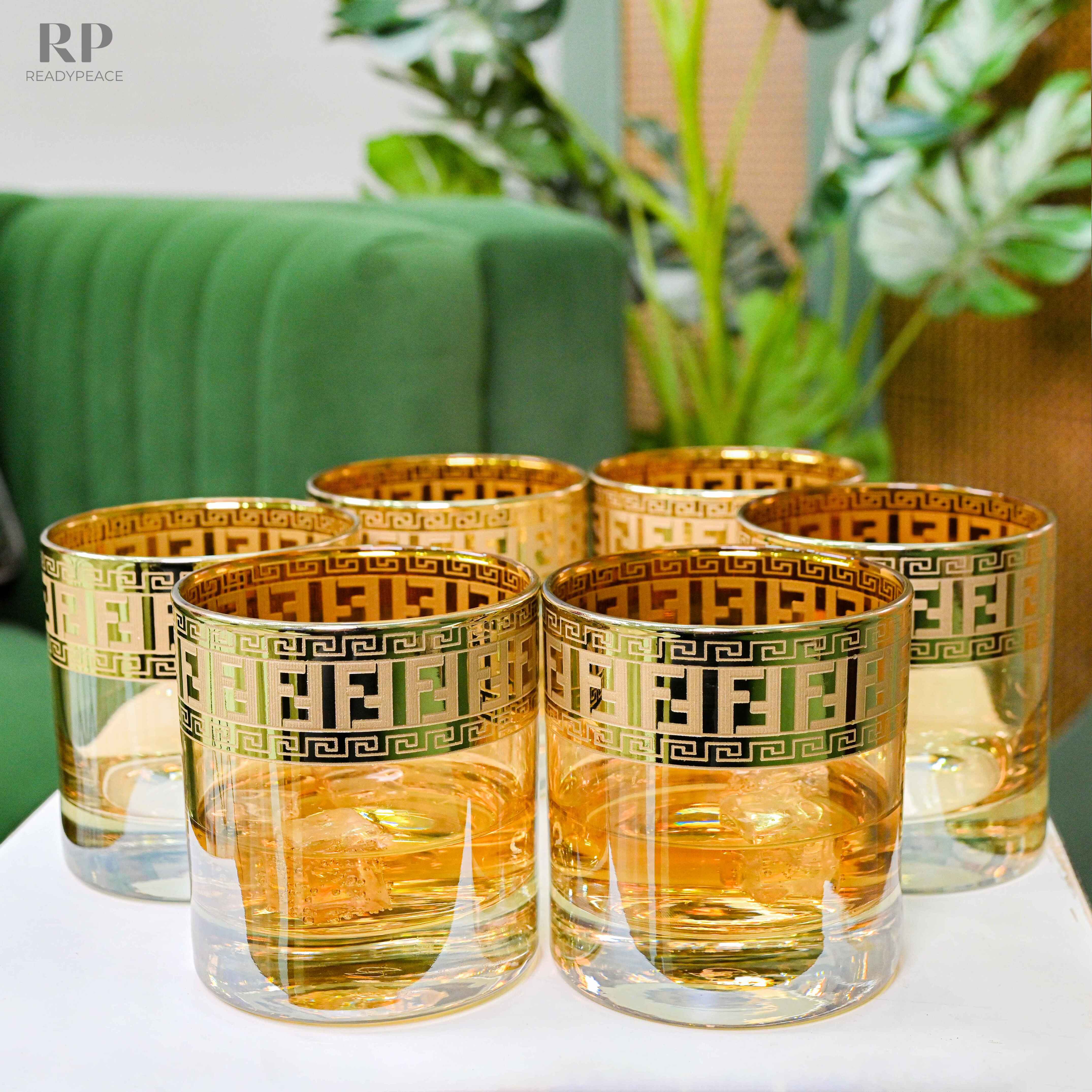 Diva Fendi Gold Plated Glasses - Set of 6 (390 ml)