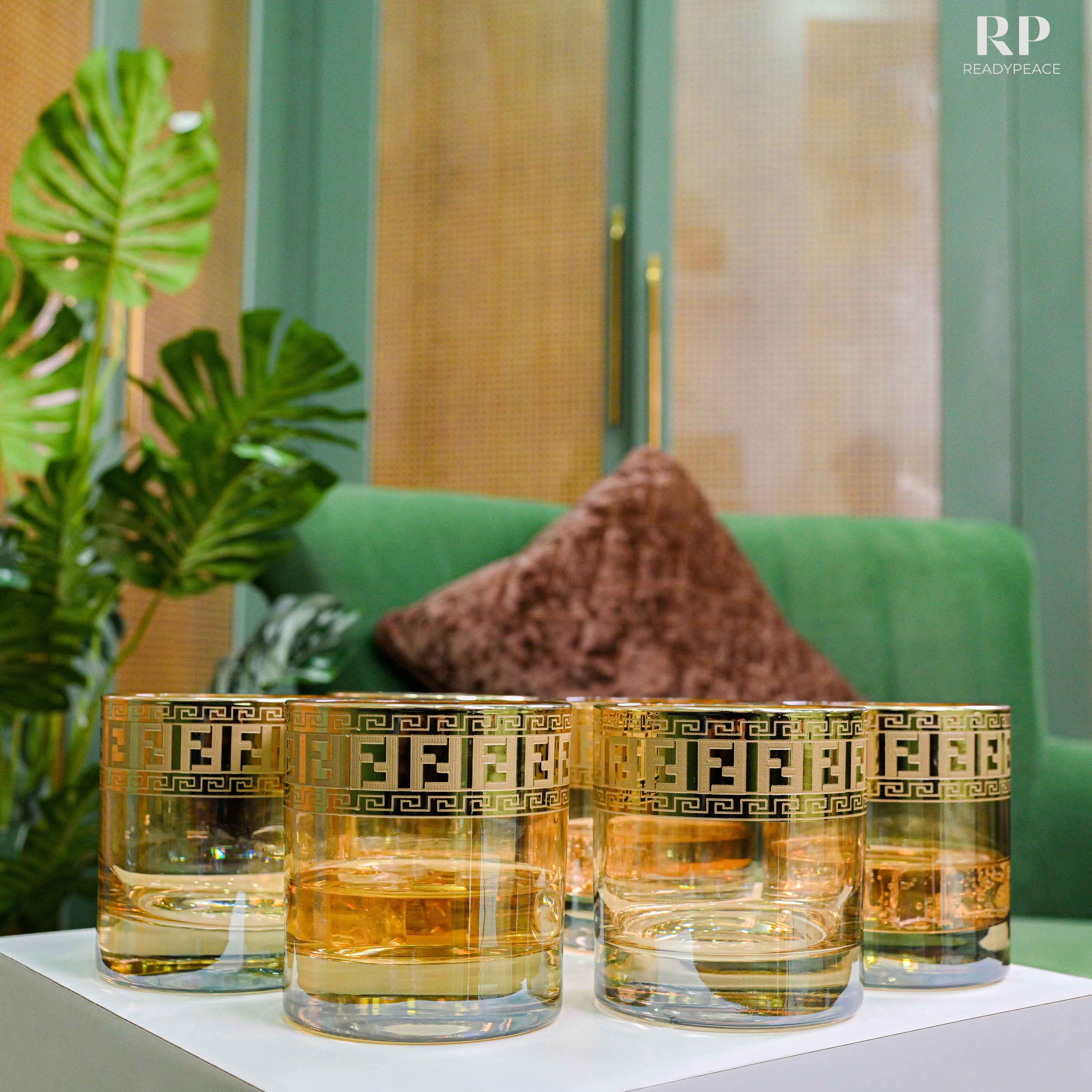 Diva Fendi Gold Plated Glasses - Set of 6 (390 ml)