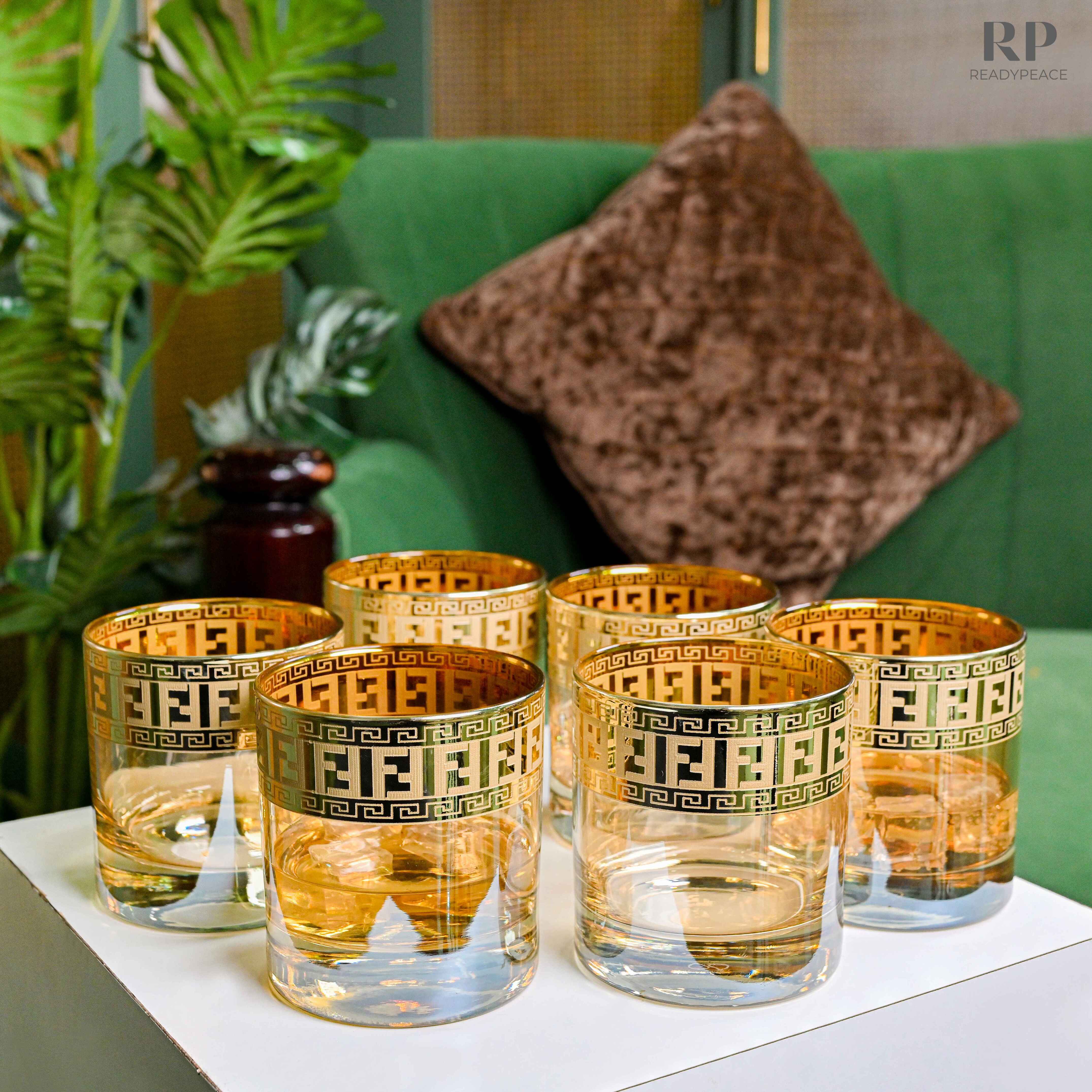 Diva Fendi Gold Plated Glasses - Set of 6 (390 ml)