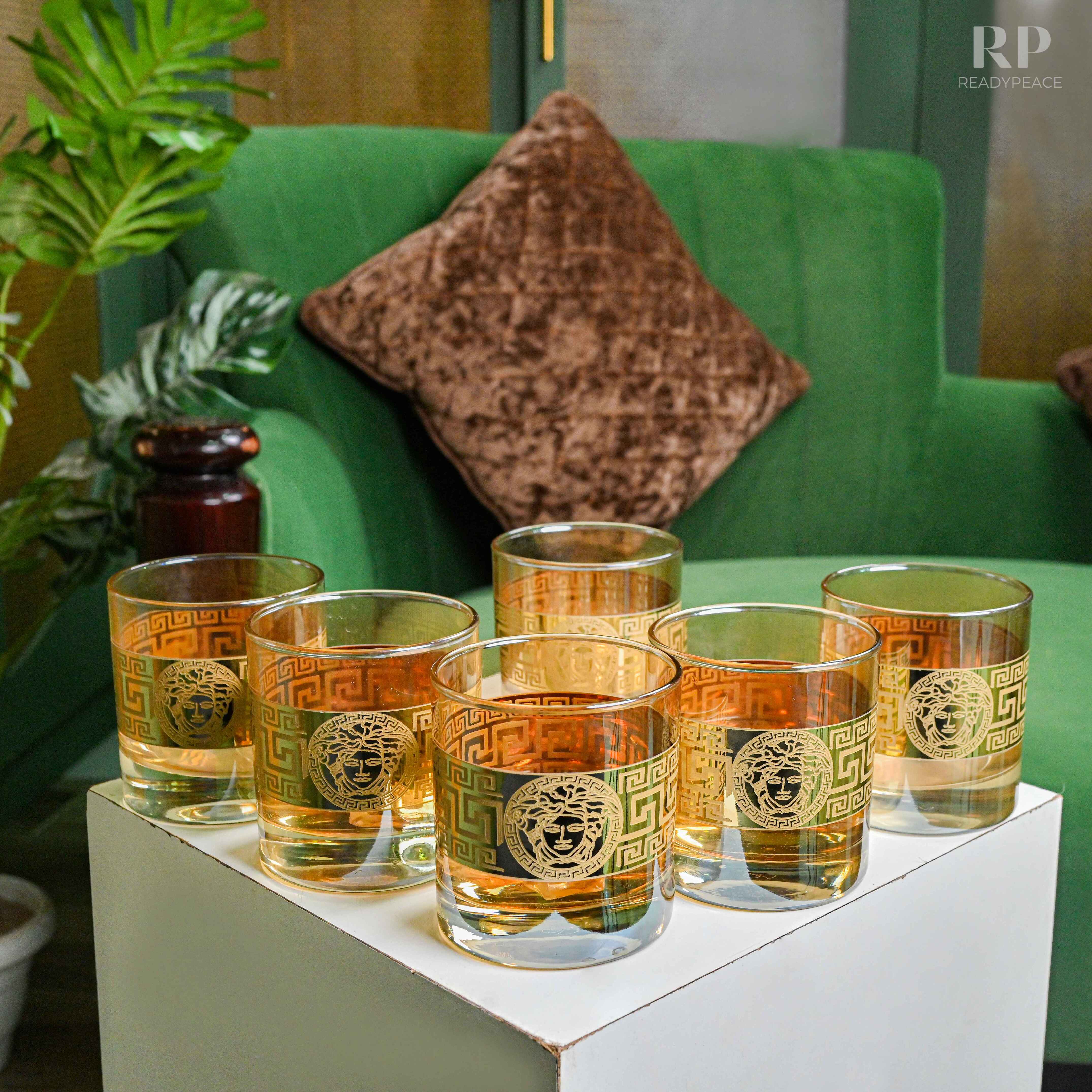 Diva Versace Gold Plated Glasses - Set of 6 (390 ml)