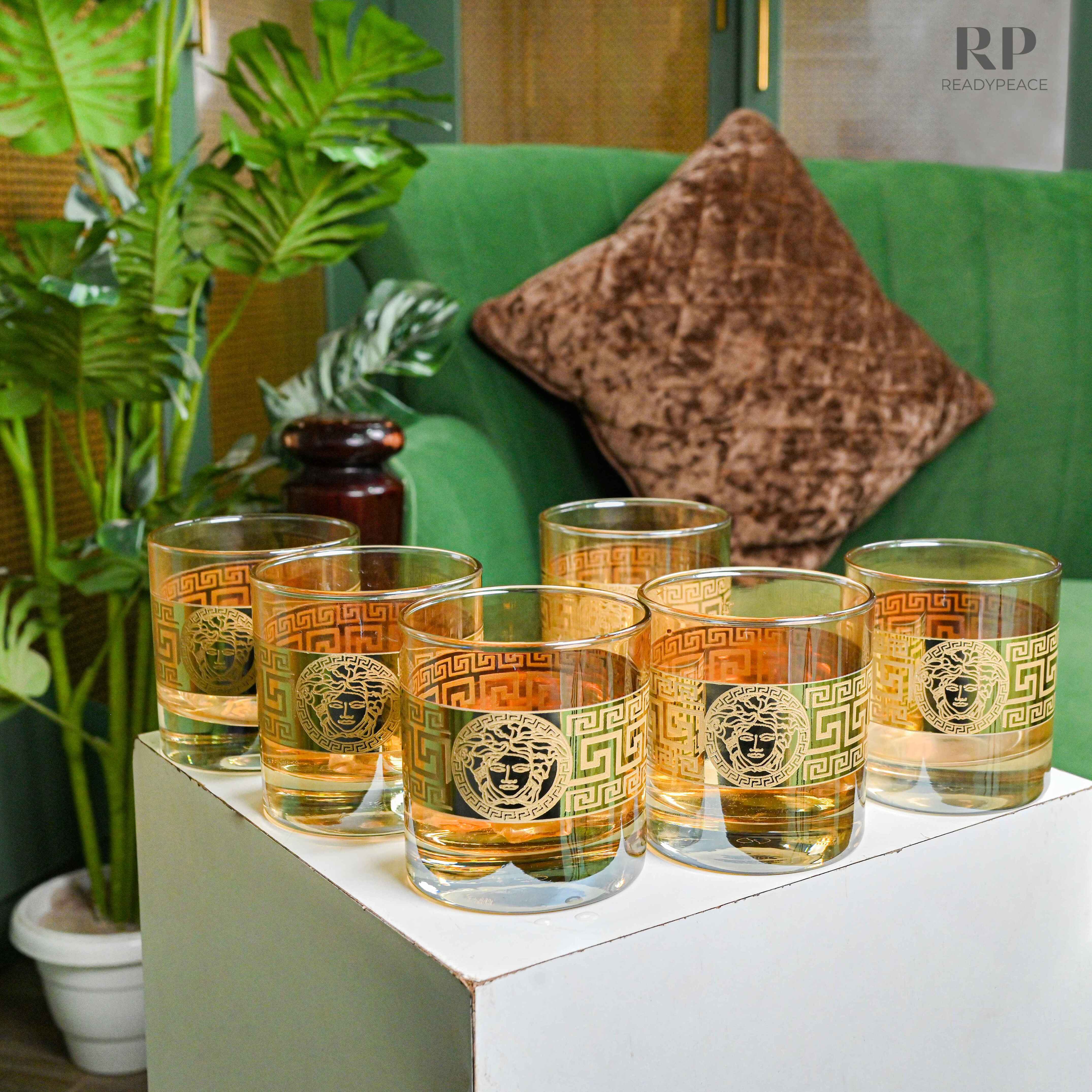 Diva Versace Gold Plated Glasses - Set of 6 (390 ml)