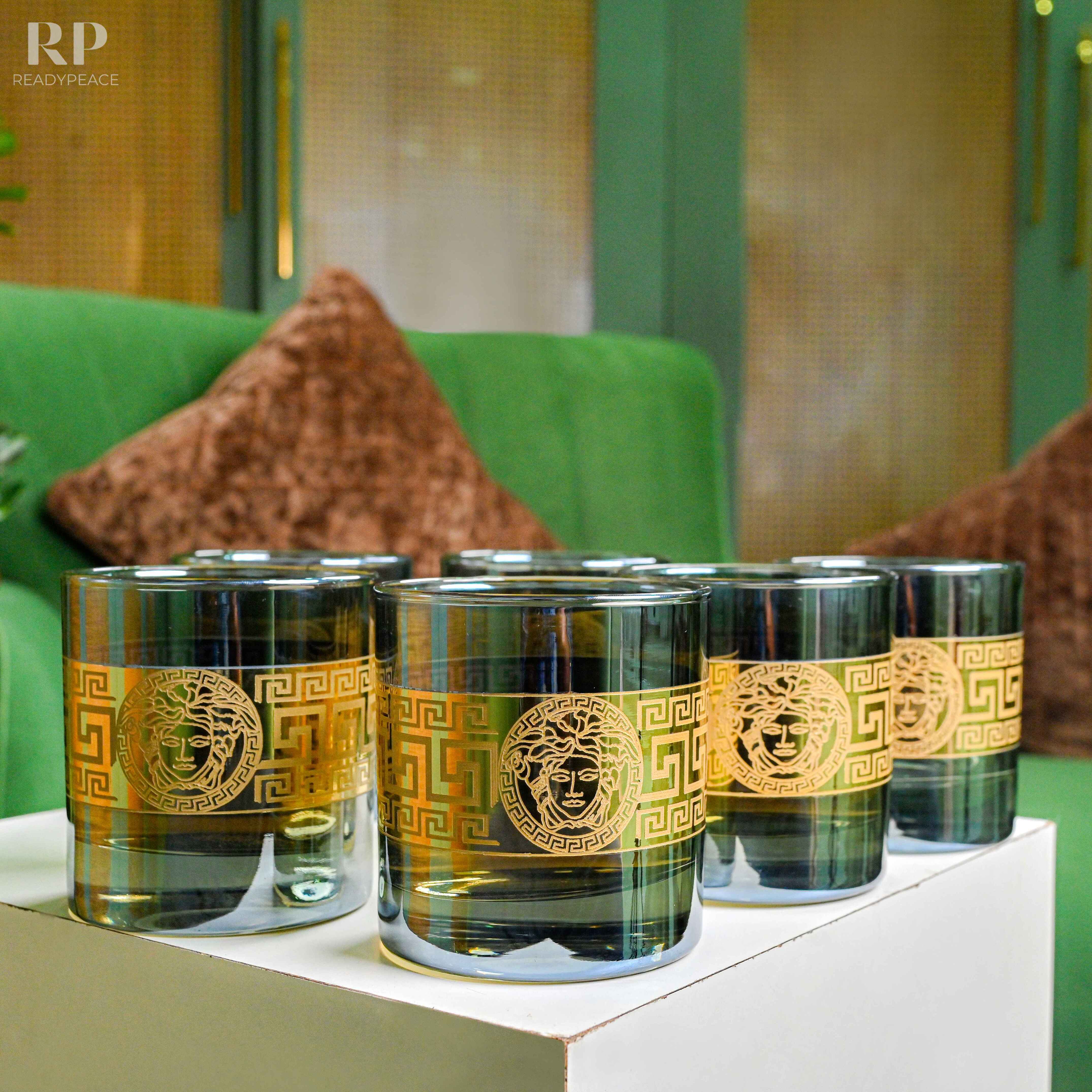 Sheen Versace Bluish Green Gold Plated Glasses (390 ml)