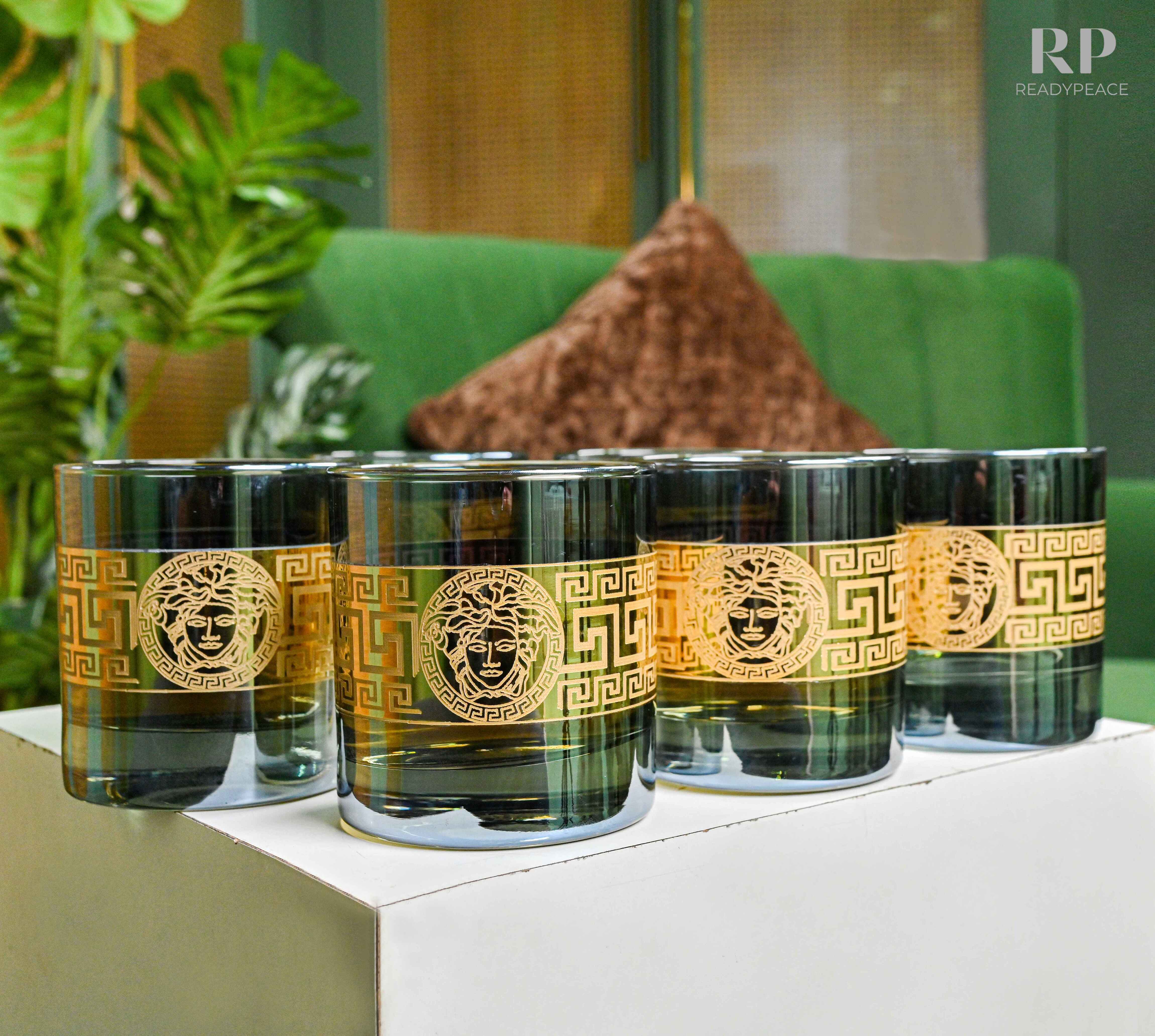 Sheen Versace Bluish Green Gold Plated Glasses (390 ml)