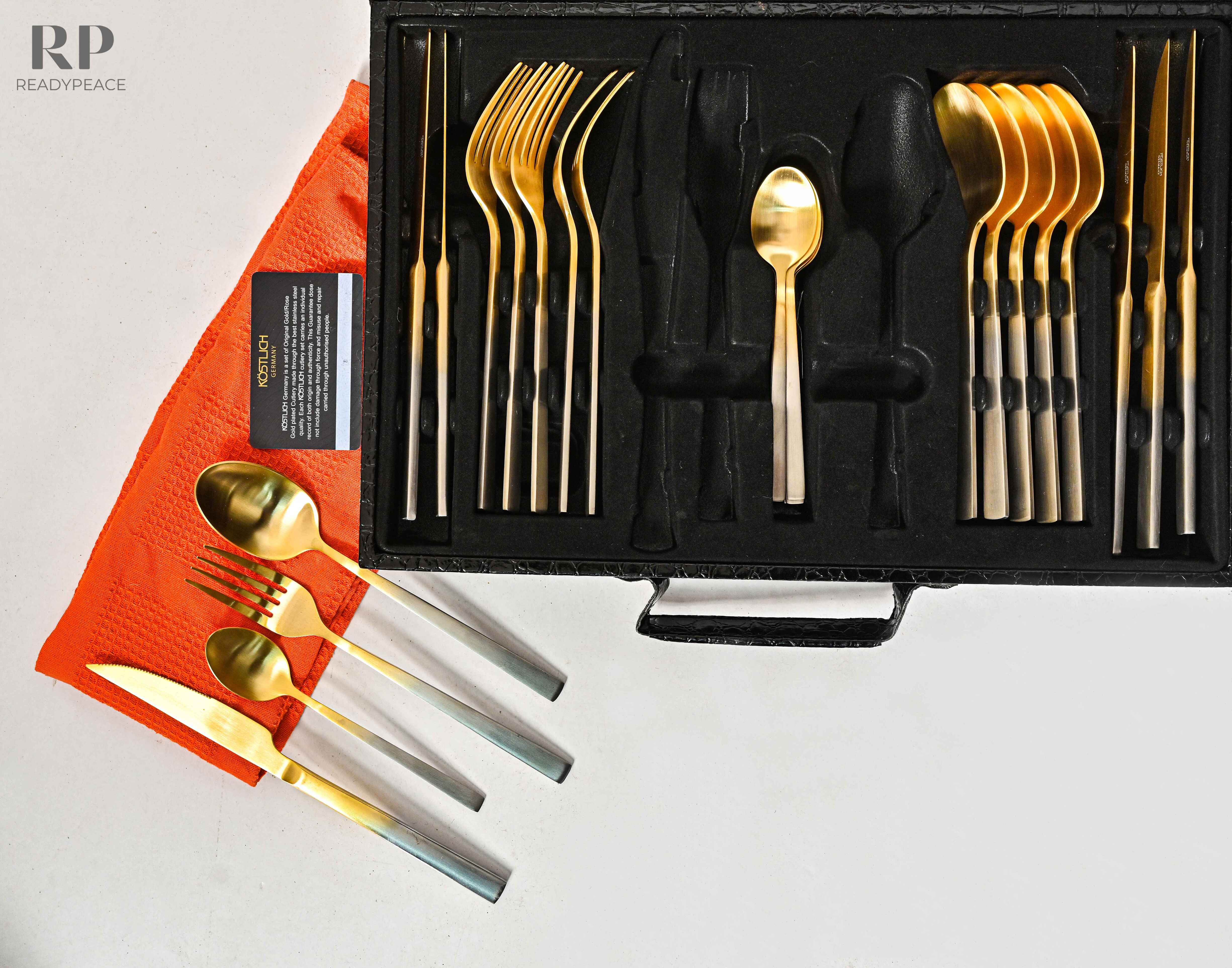 Köstlich Germany Platinum & Gold Plated 24 pcs Stainless Steel Cutlery Set