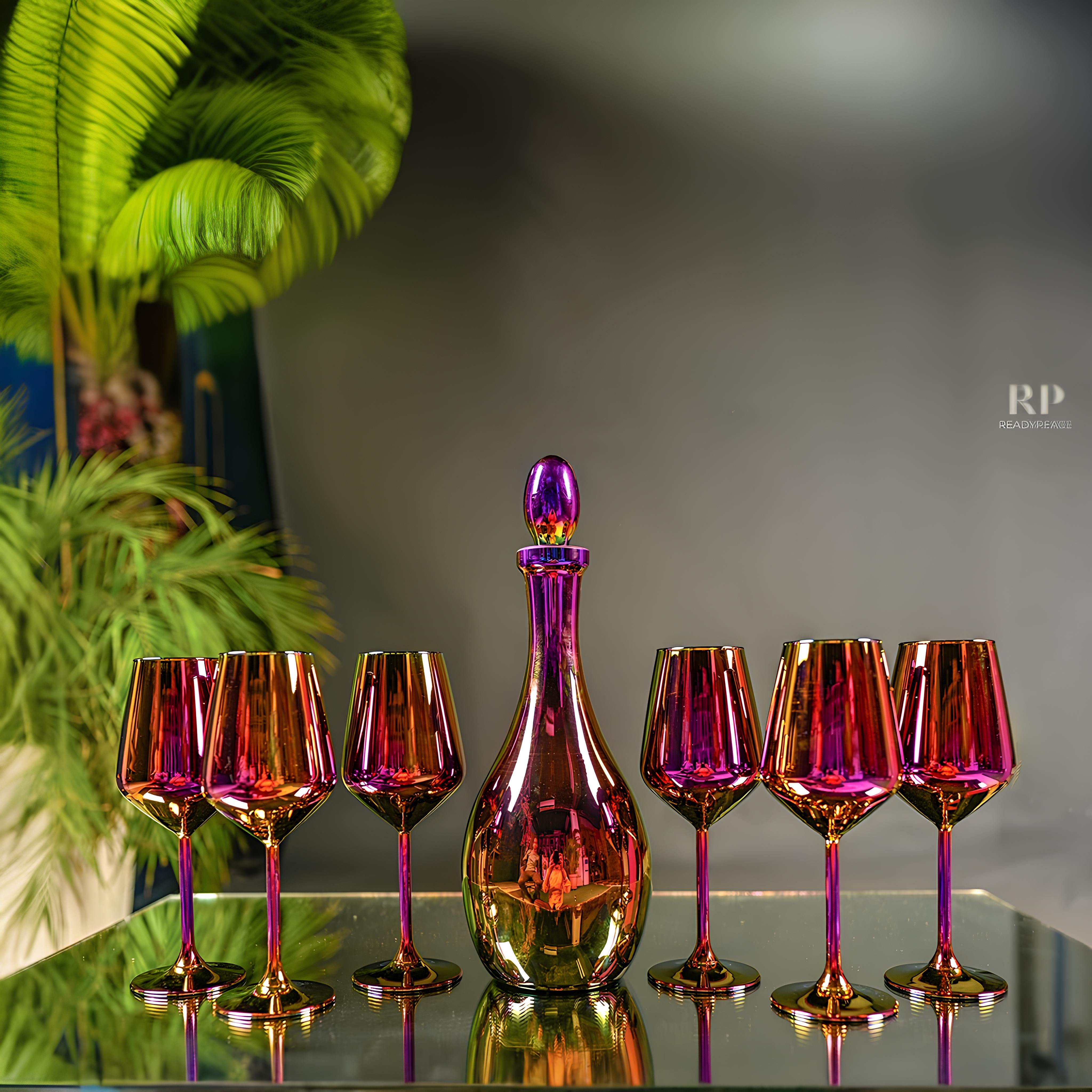 Luxe Touch Turkey Decanter Set with 6 Wine Glasses