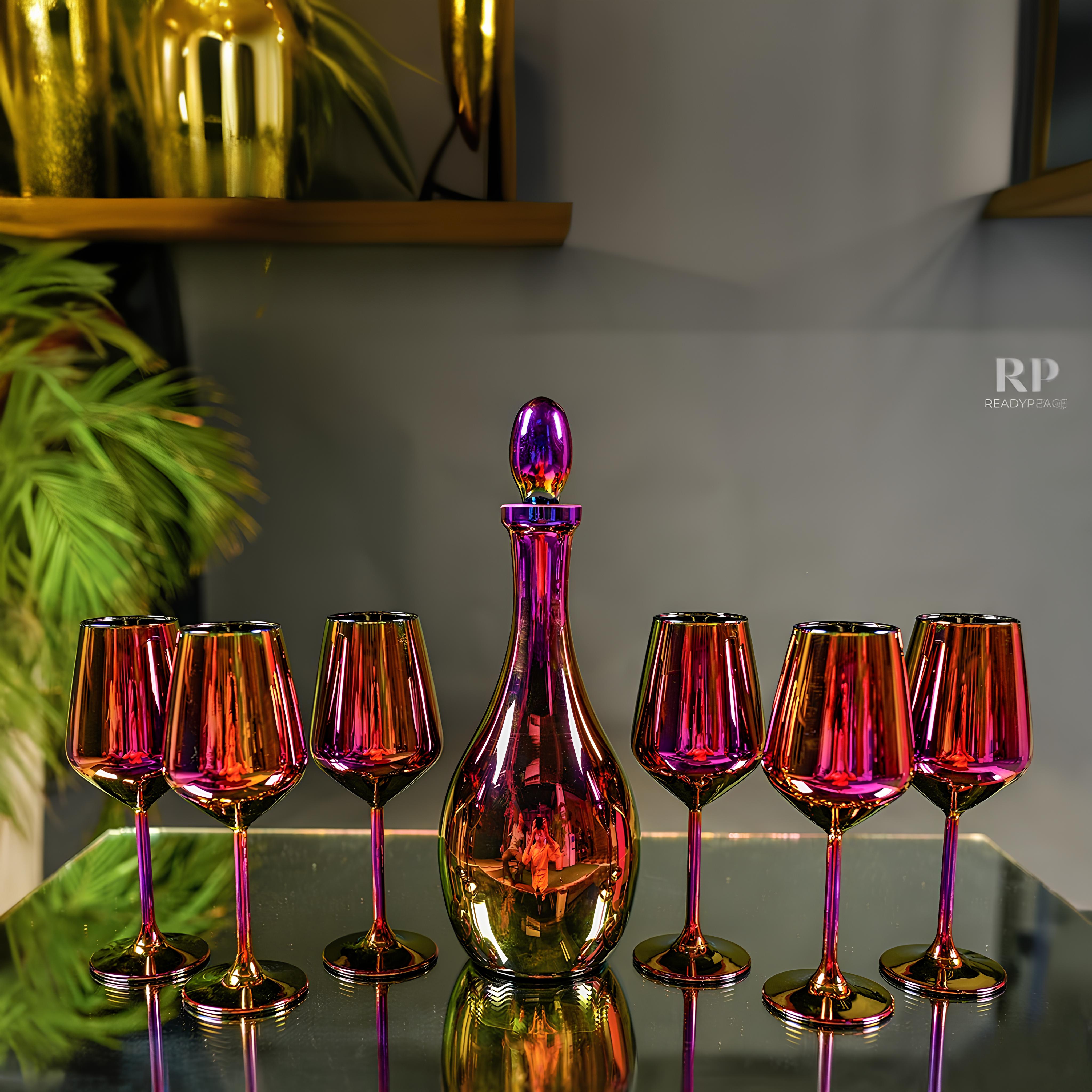 Luxe Touch Turkey Decanter Set with 6 Wine Glasses