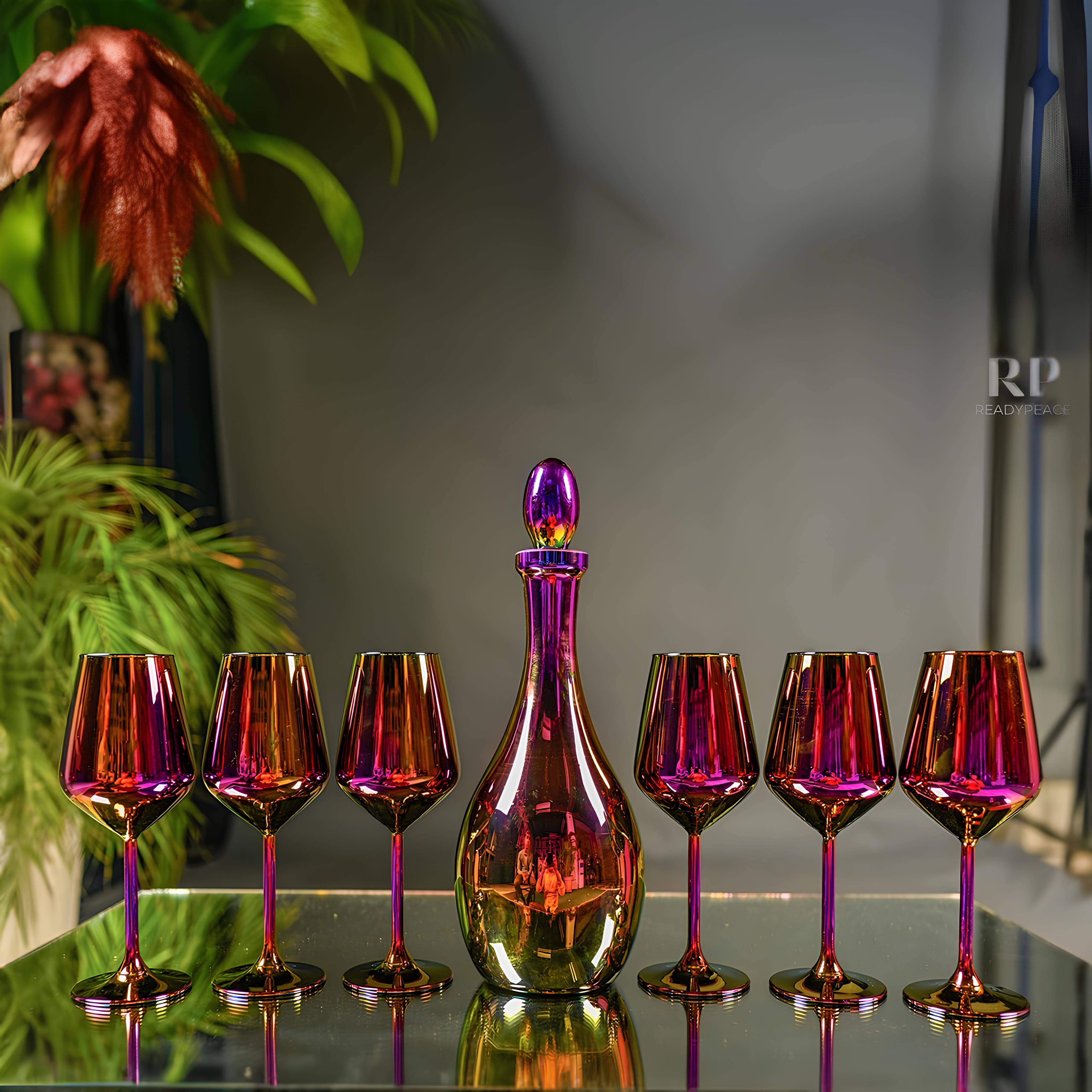 Luxe Touch Turkey Decanter Set with 6 Wine Glasses