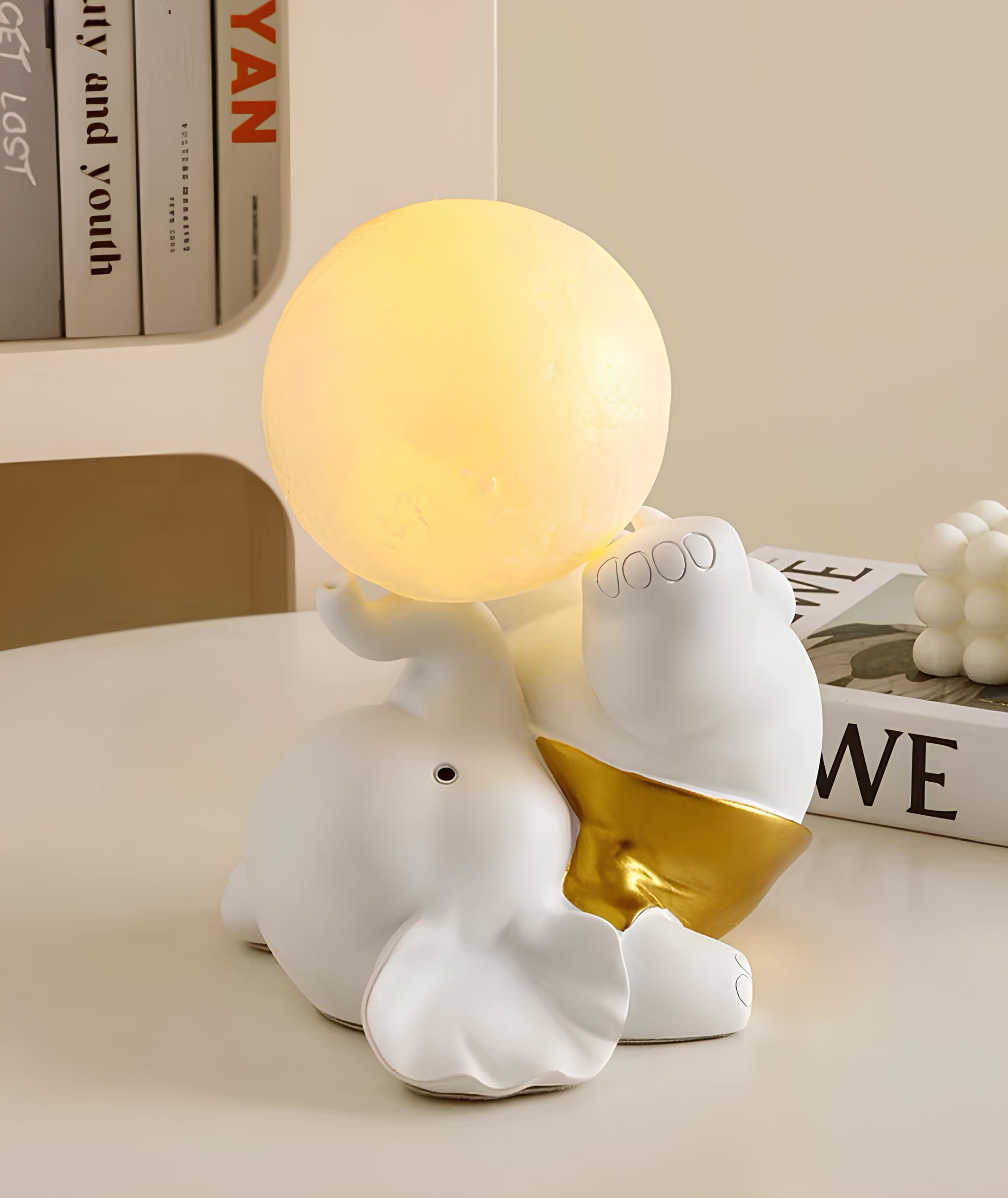 Lucky Cute Elephant with Moon Lamp