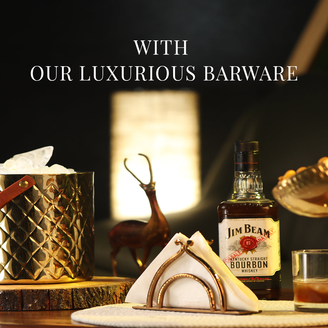 Aurora Diamond Gold Ice Bucket with Lid & Tong