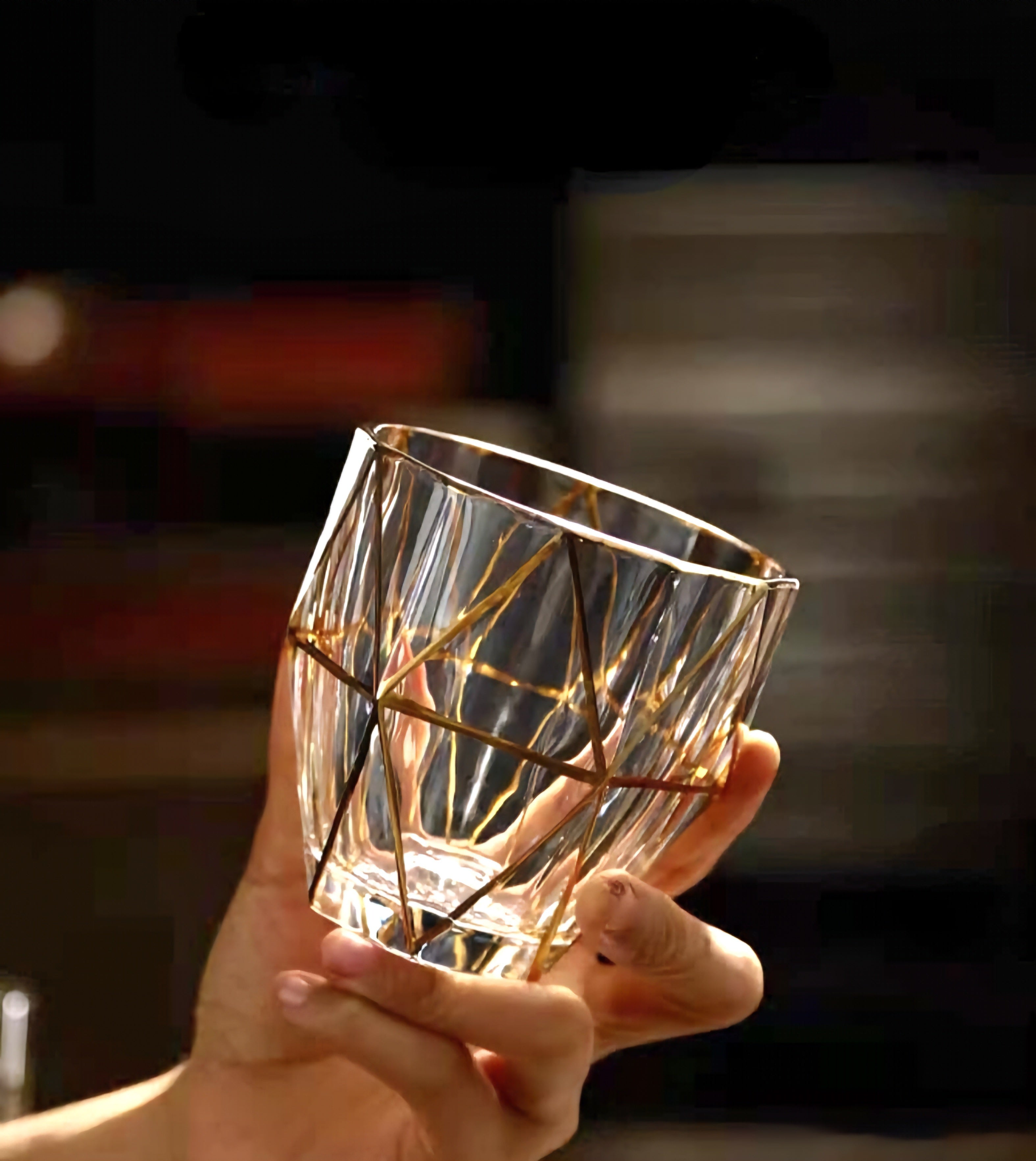 Hawana Bohemian Style Golden Edge Crystal Whiskey Glass