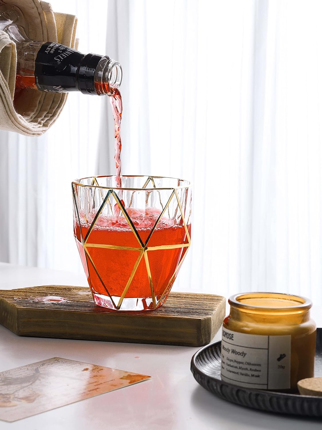 Hawana Bohemian Style Golden Edge Crystal Whiskey Glass