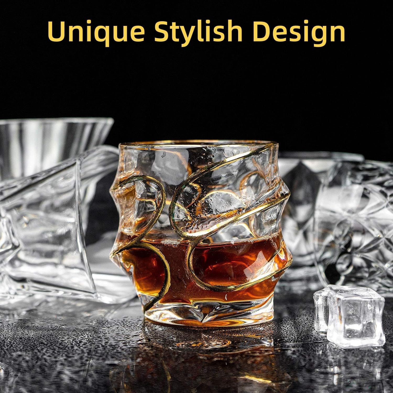 Calypso Bohemian Style Golden Edge Crystal Whiskey Glass