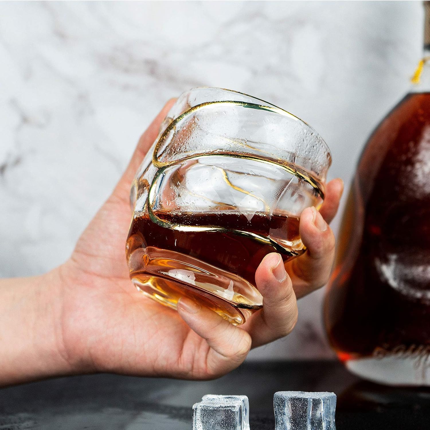 Calypso Bohemian Style Golden Edge Crystal Whiskey Glass