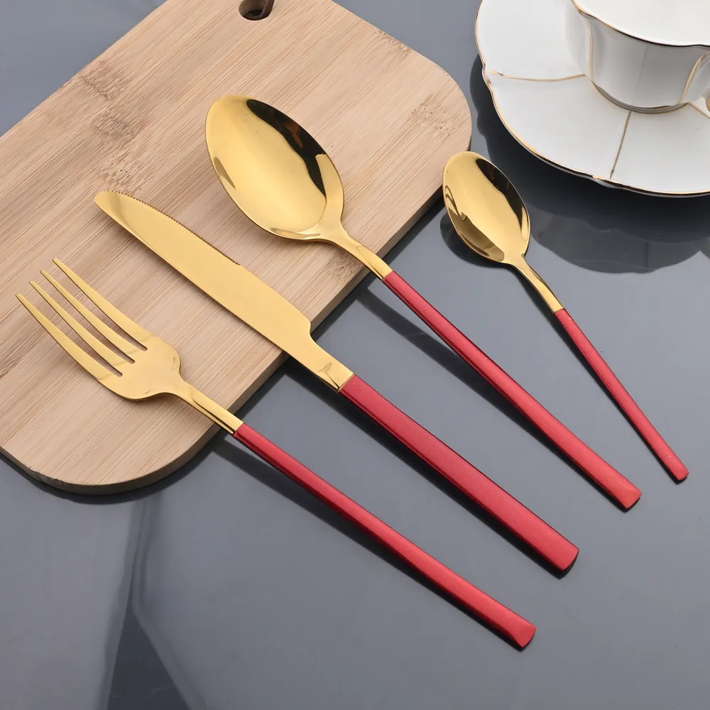 Modernist 24 pcs stainless steel gold cutlery set