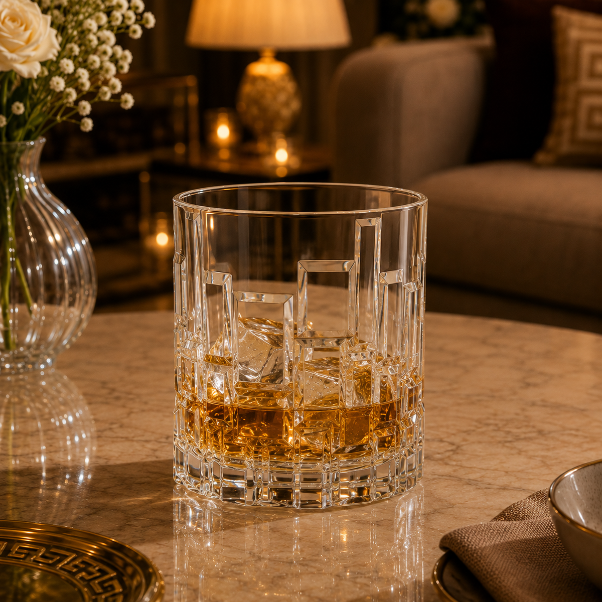 Illusive Rock Crystal Whiskey Glasses (Set of 6)