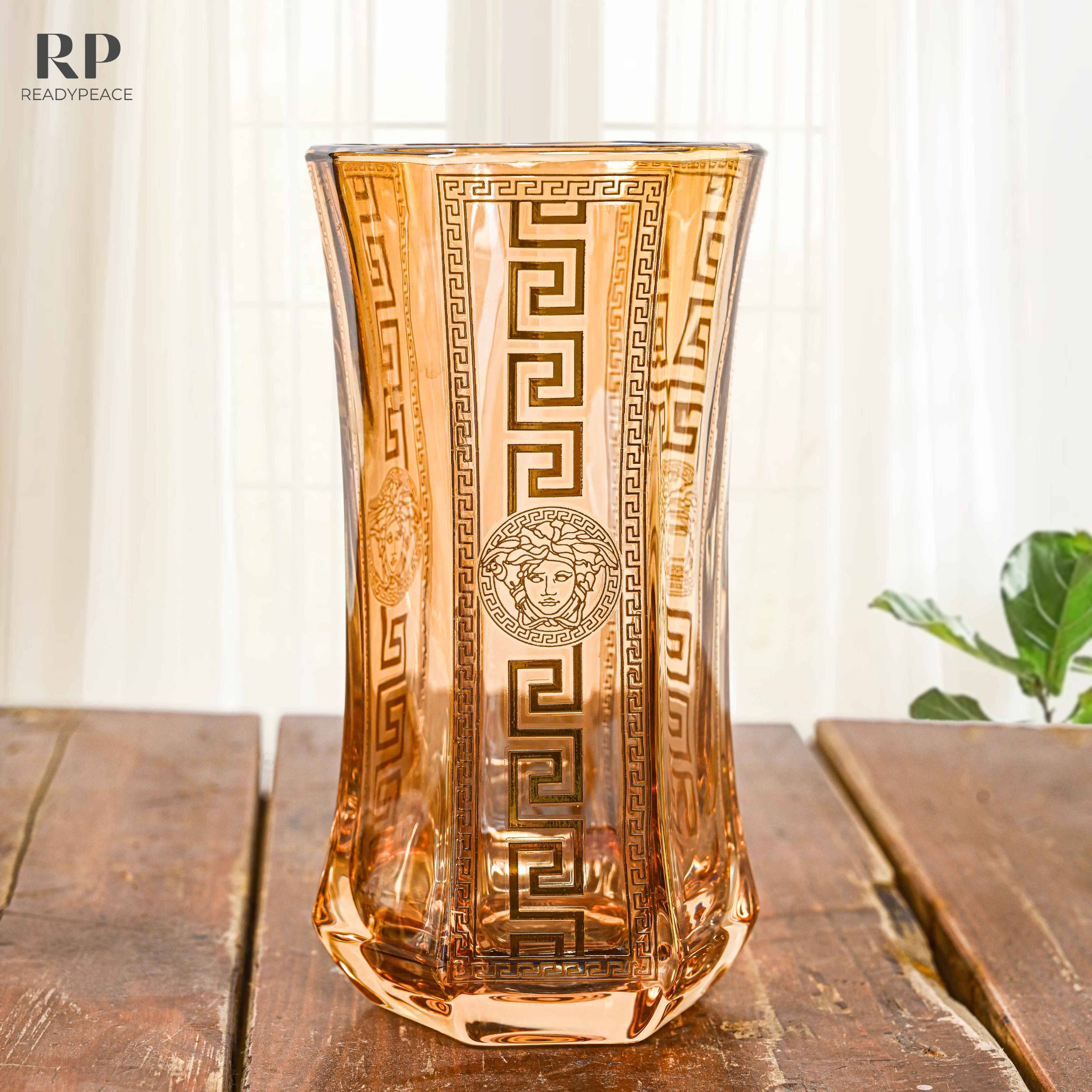 Deluxe Versace Gold Plated Jug with 6 Tall Glasses (Amber)