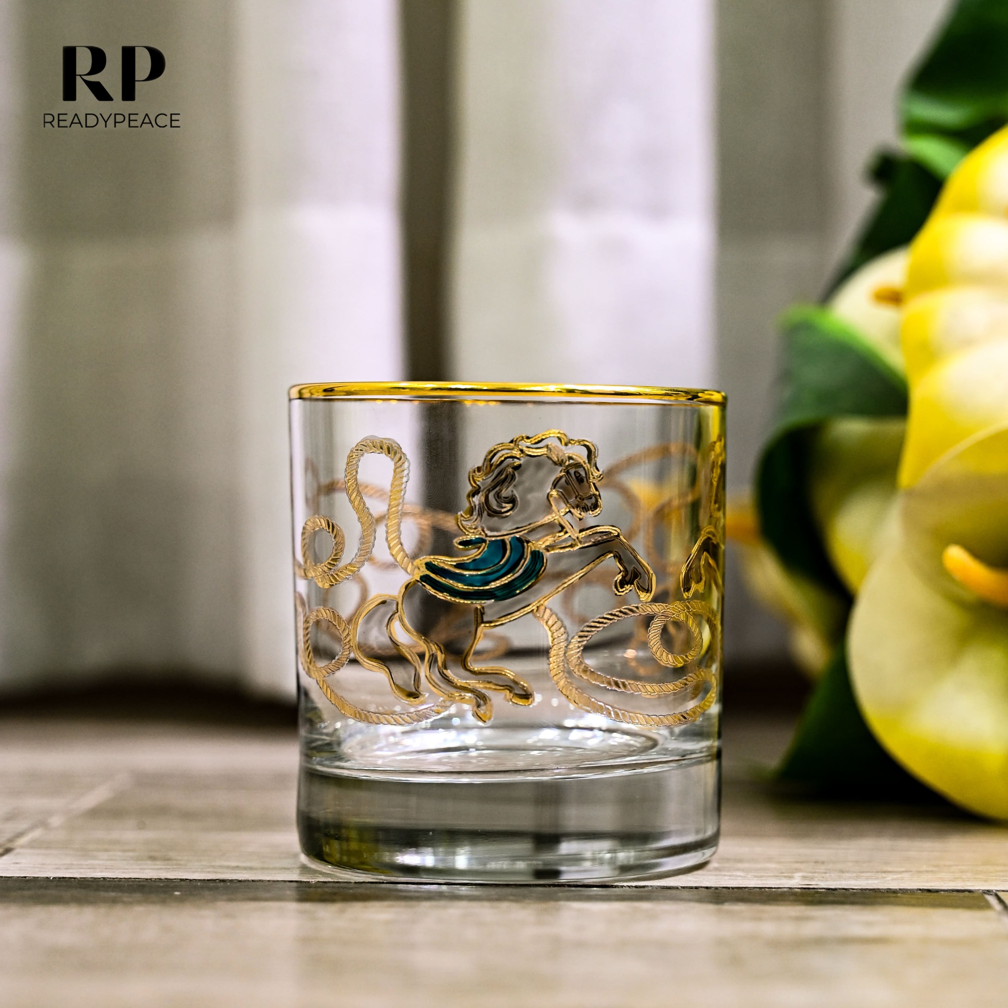 Neo Hermes Gold Plated Crystal Glasses Combo