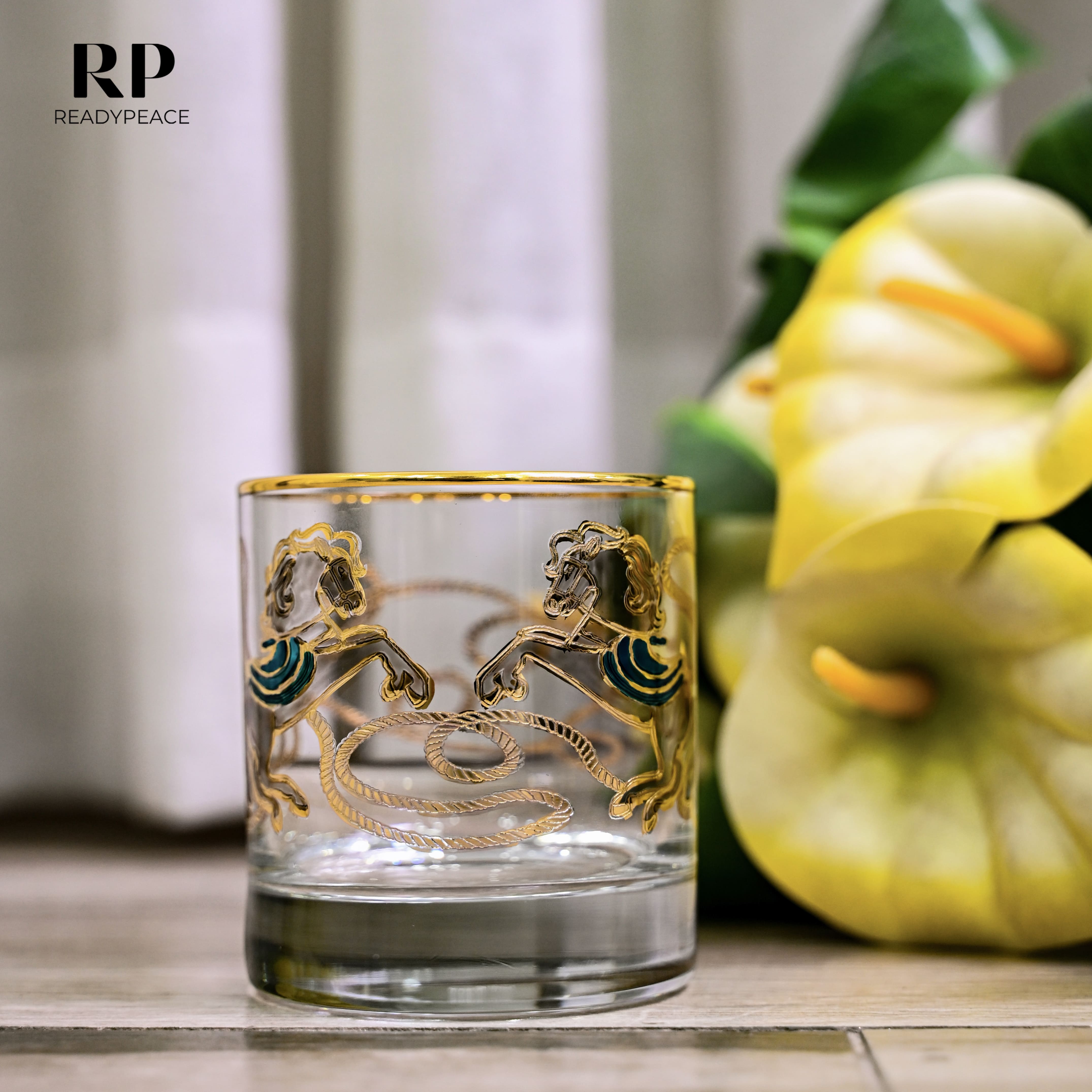 Neo Hermes Gold Plated Crystal Scotch Glass (410 ml)