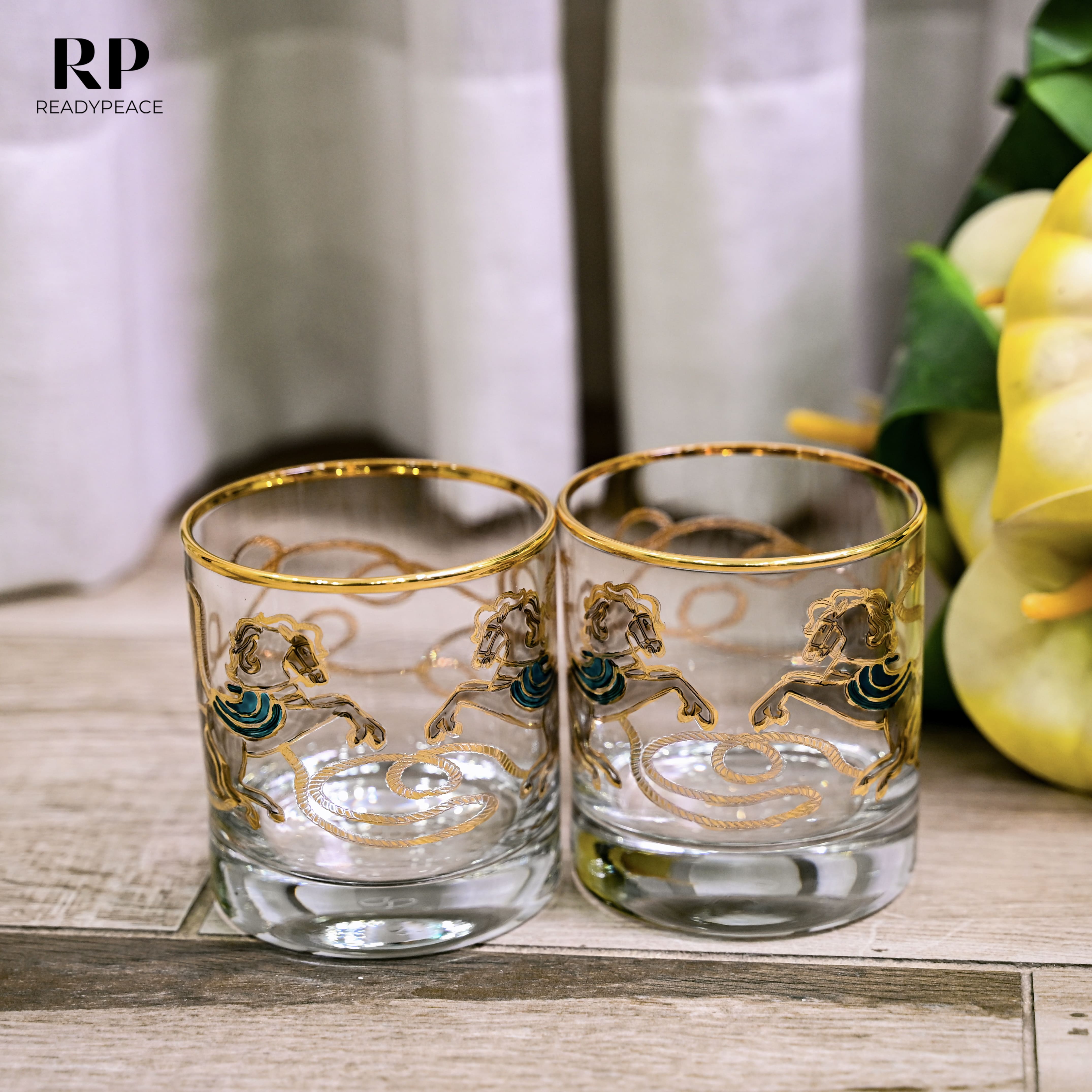 Neo Hermes Gold Plated Crystal Scotch Glass (410 ml)