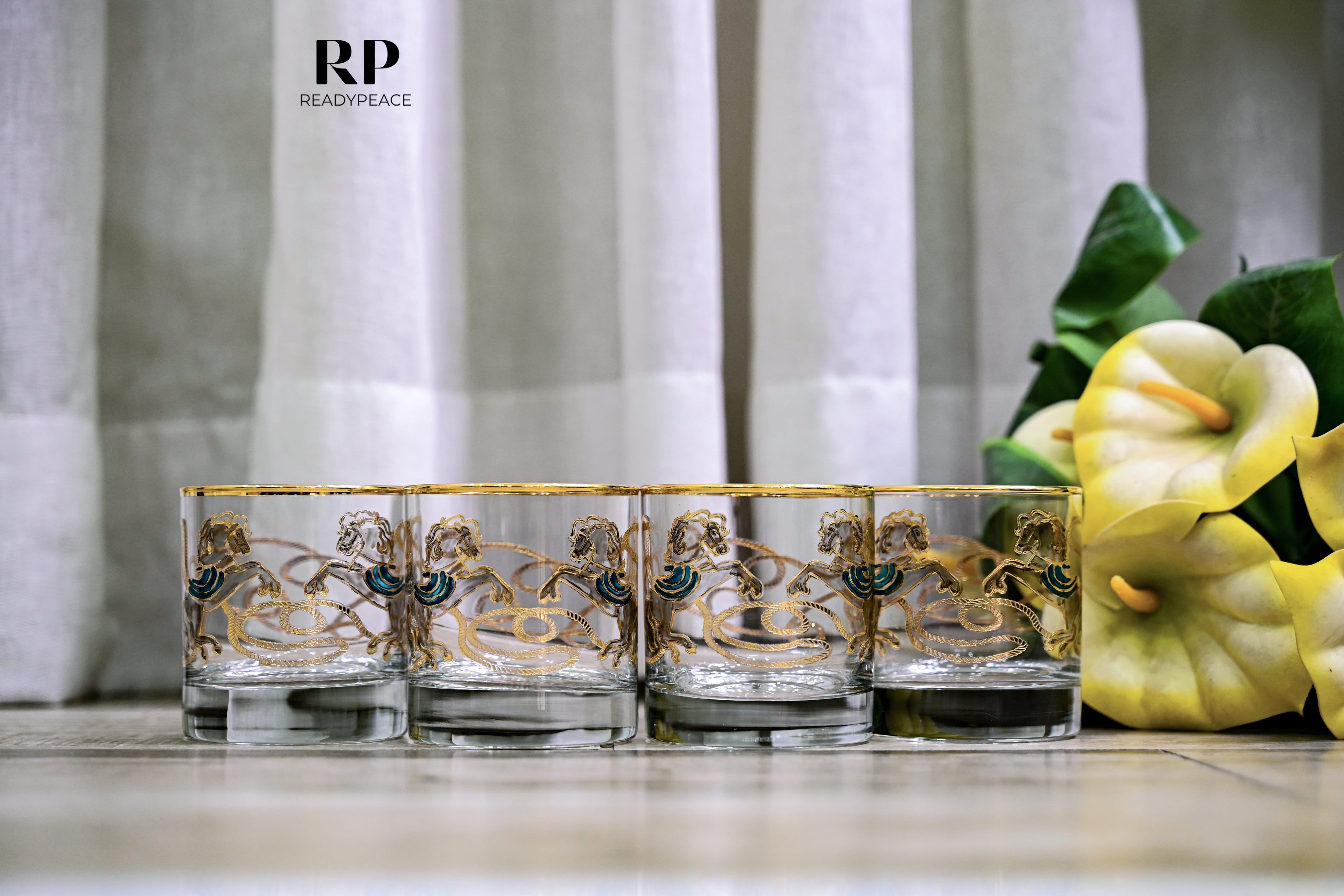 Neo Hermes Gold Plated Crystal Scotch Glass (410 ml)
