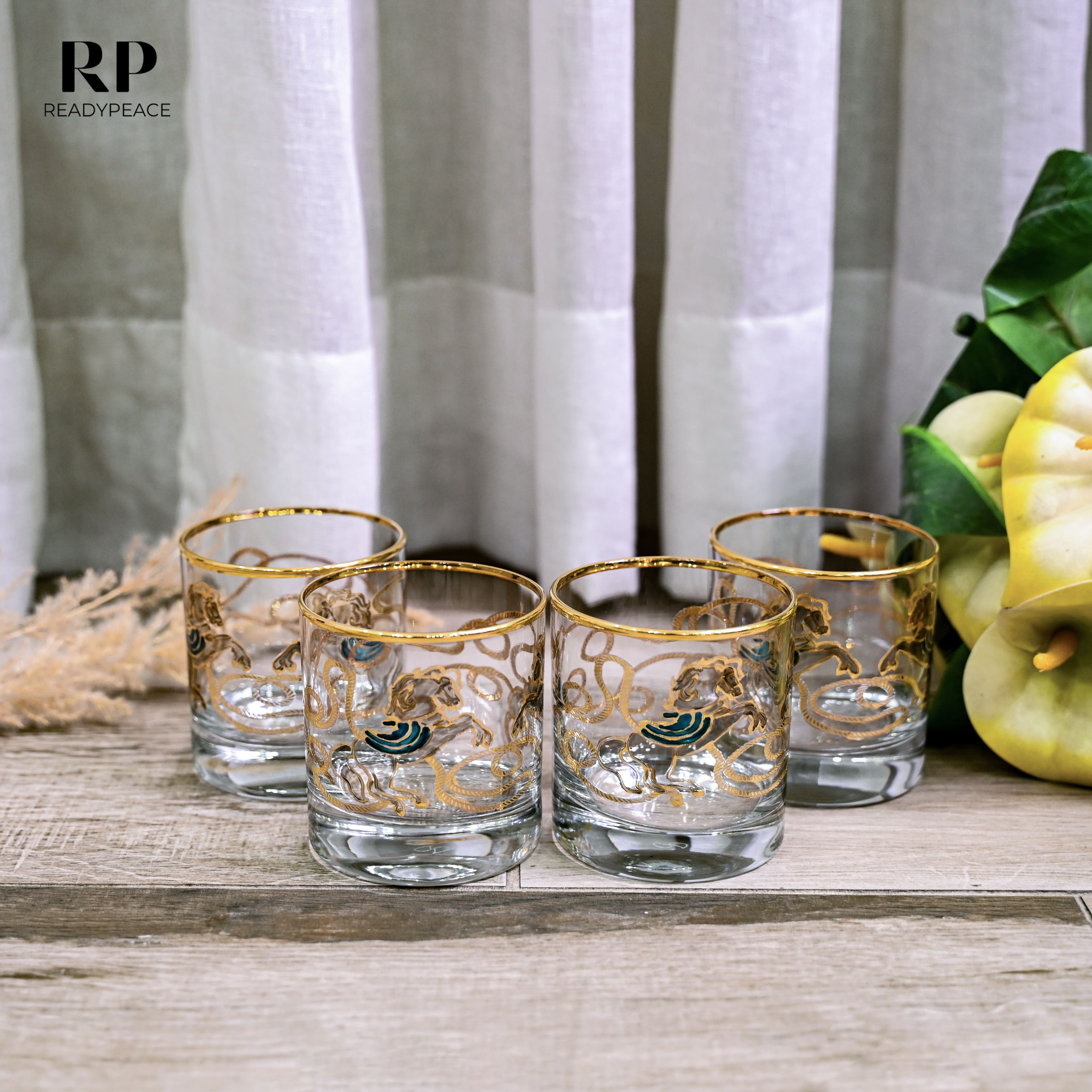 Neo Hermes Gold Plated Crystal Scotch Glass (410 ml)