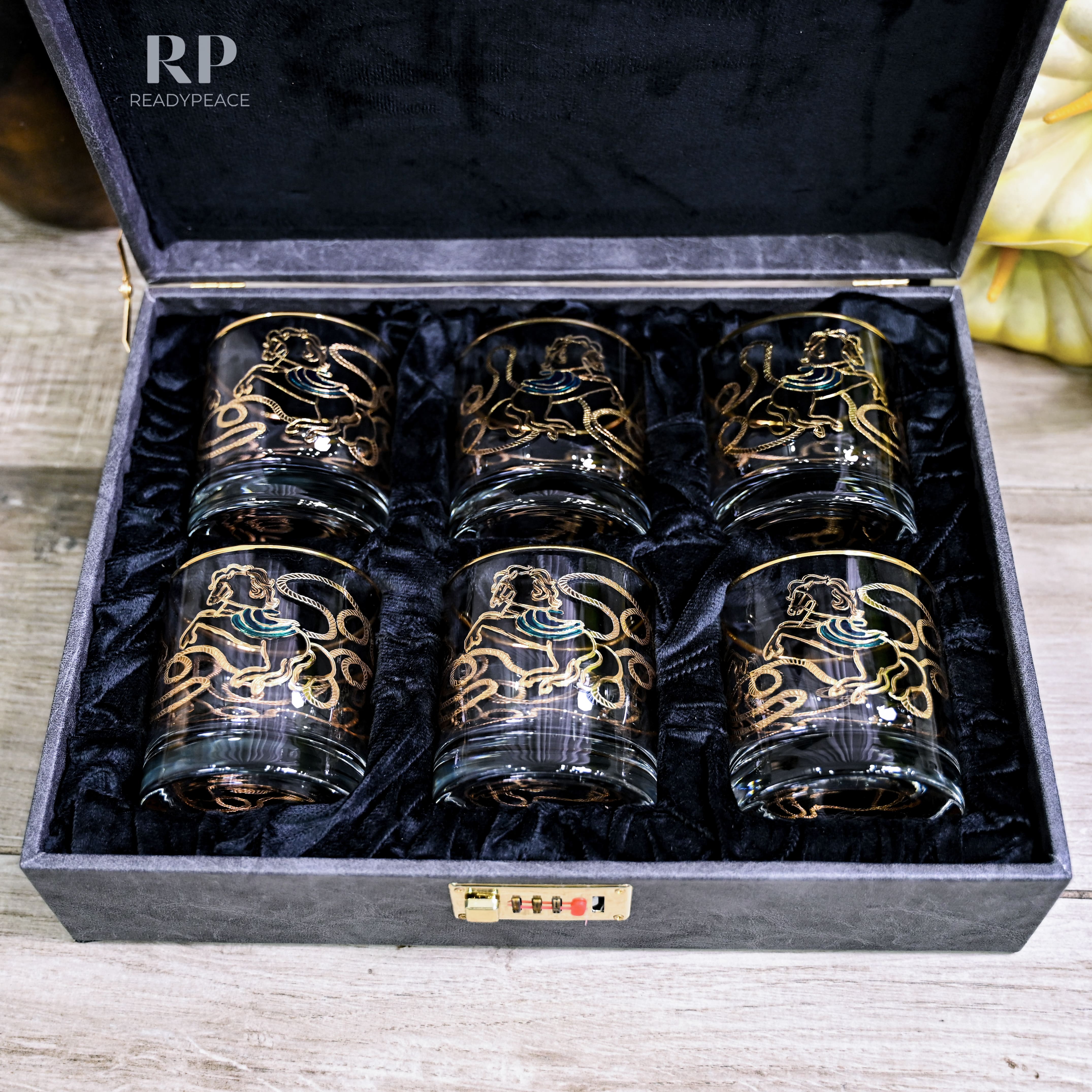 Neo Hermes Gold Plated Crystal Glasses Combo