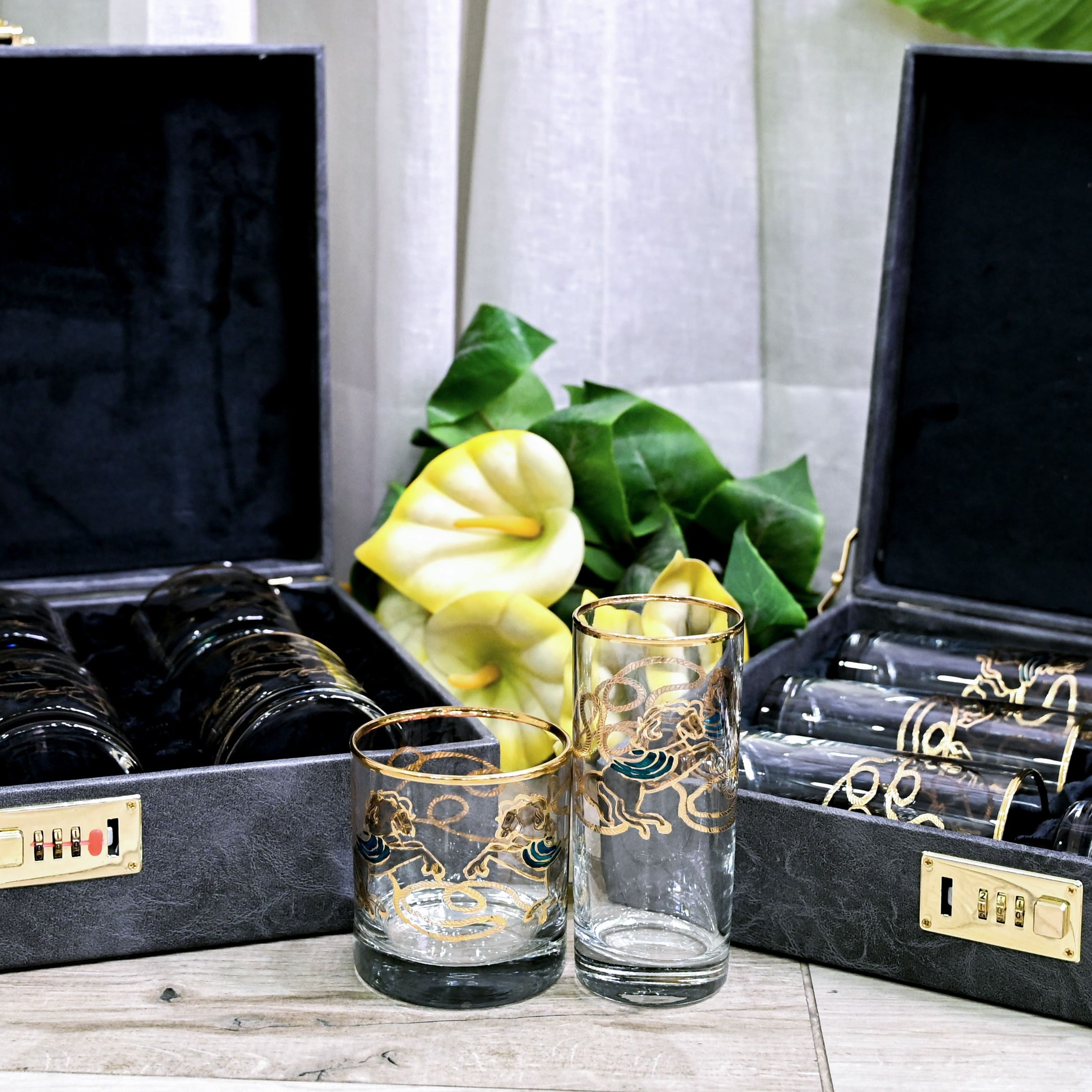 Neo Hermes Gold Plated Crystal Glasses Combo