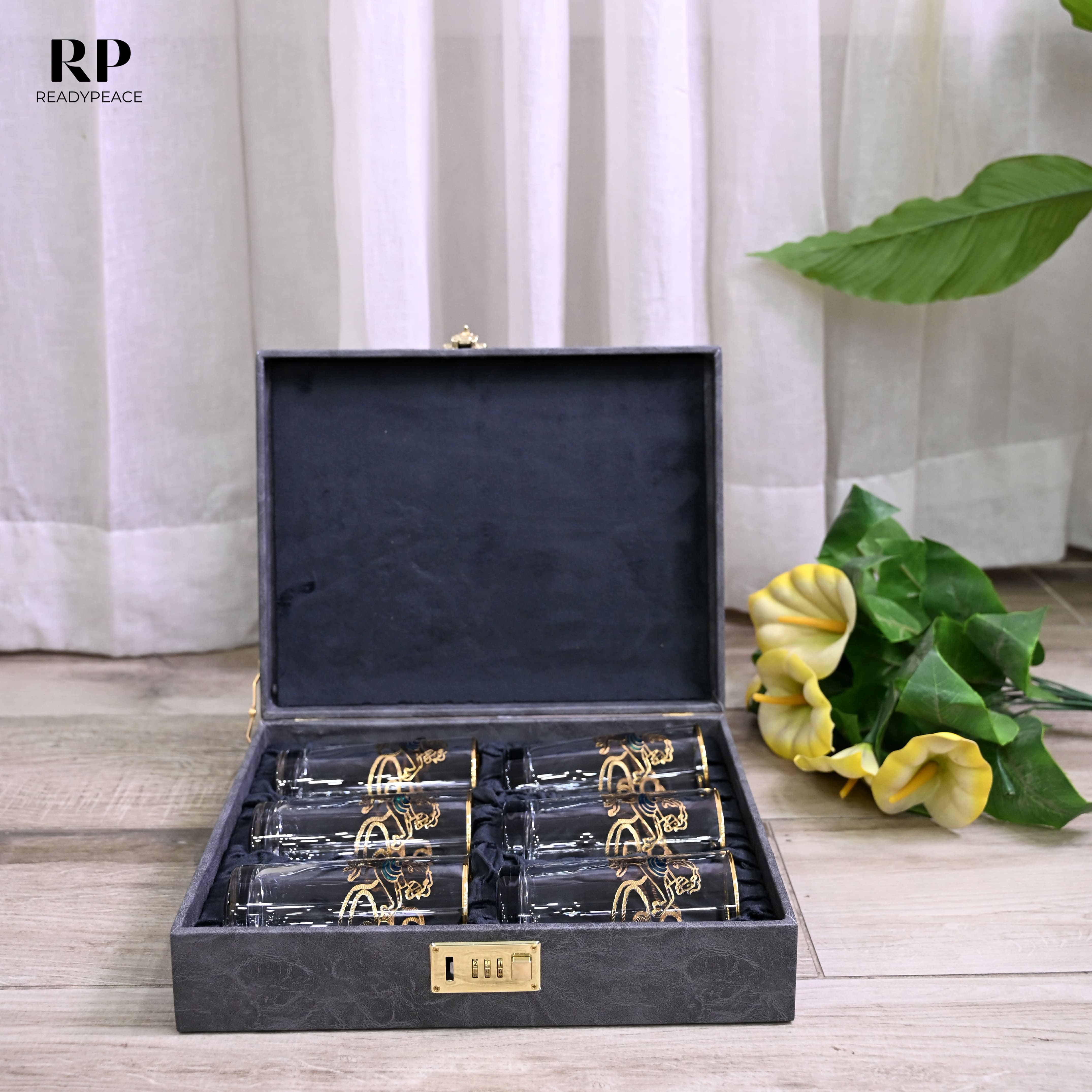 Neo Hermes Gold Plated Crystal Glasses Combo