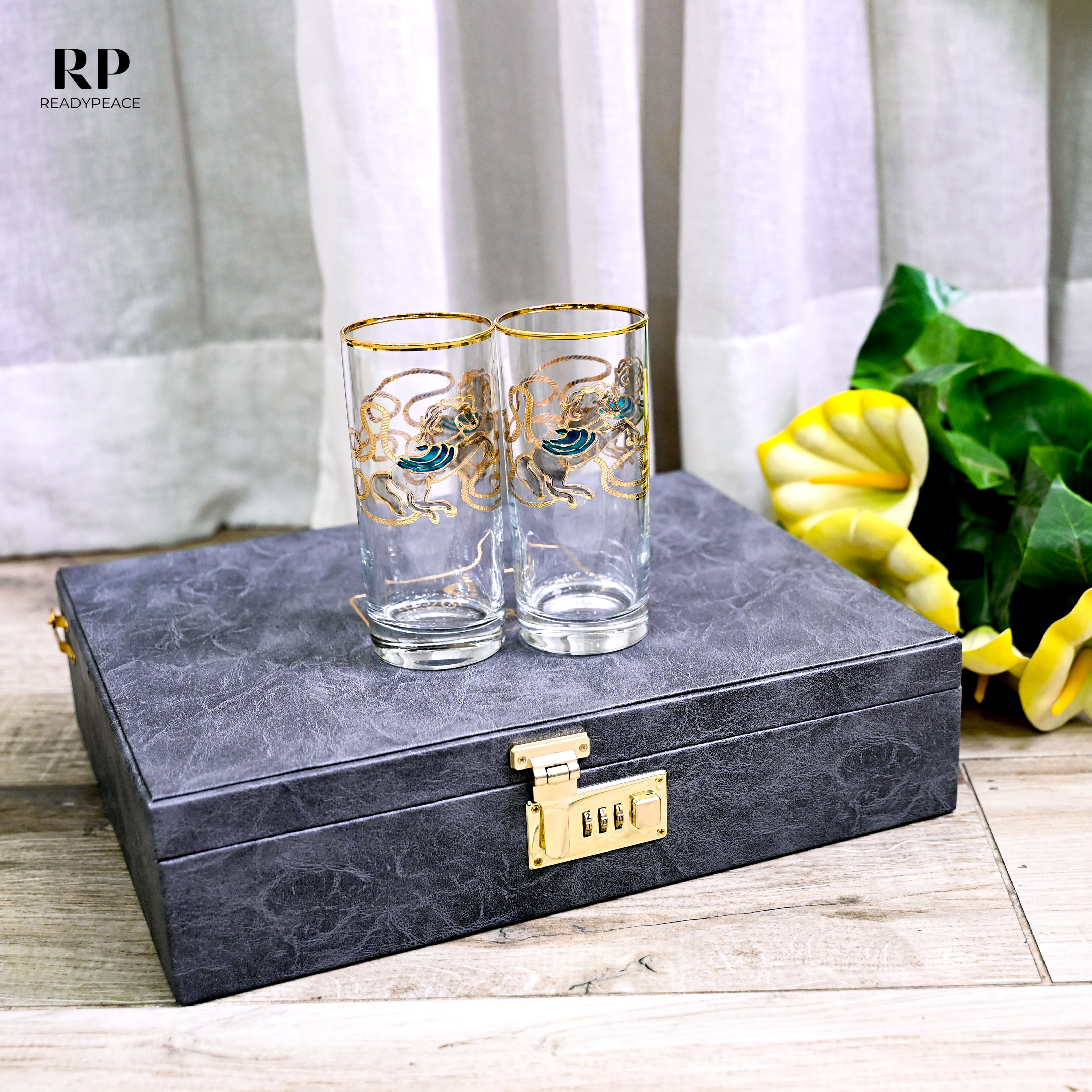 Neo Hermes Gold Plated Crystal Tall Glasses