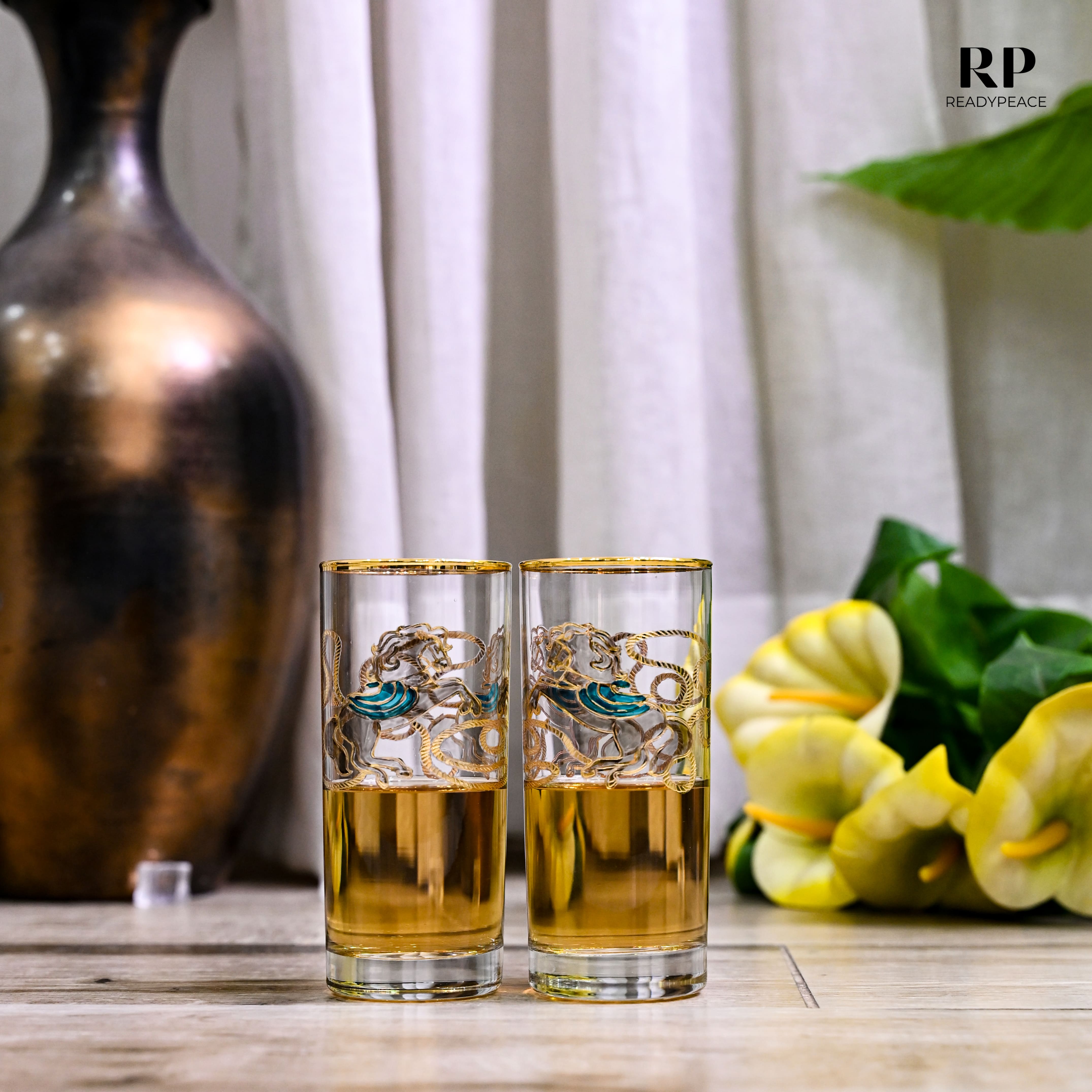 Neo Hermes Gold Plated Crystal Tall Glasses