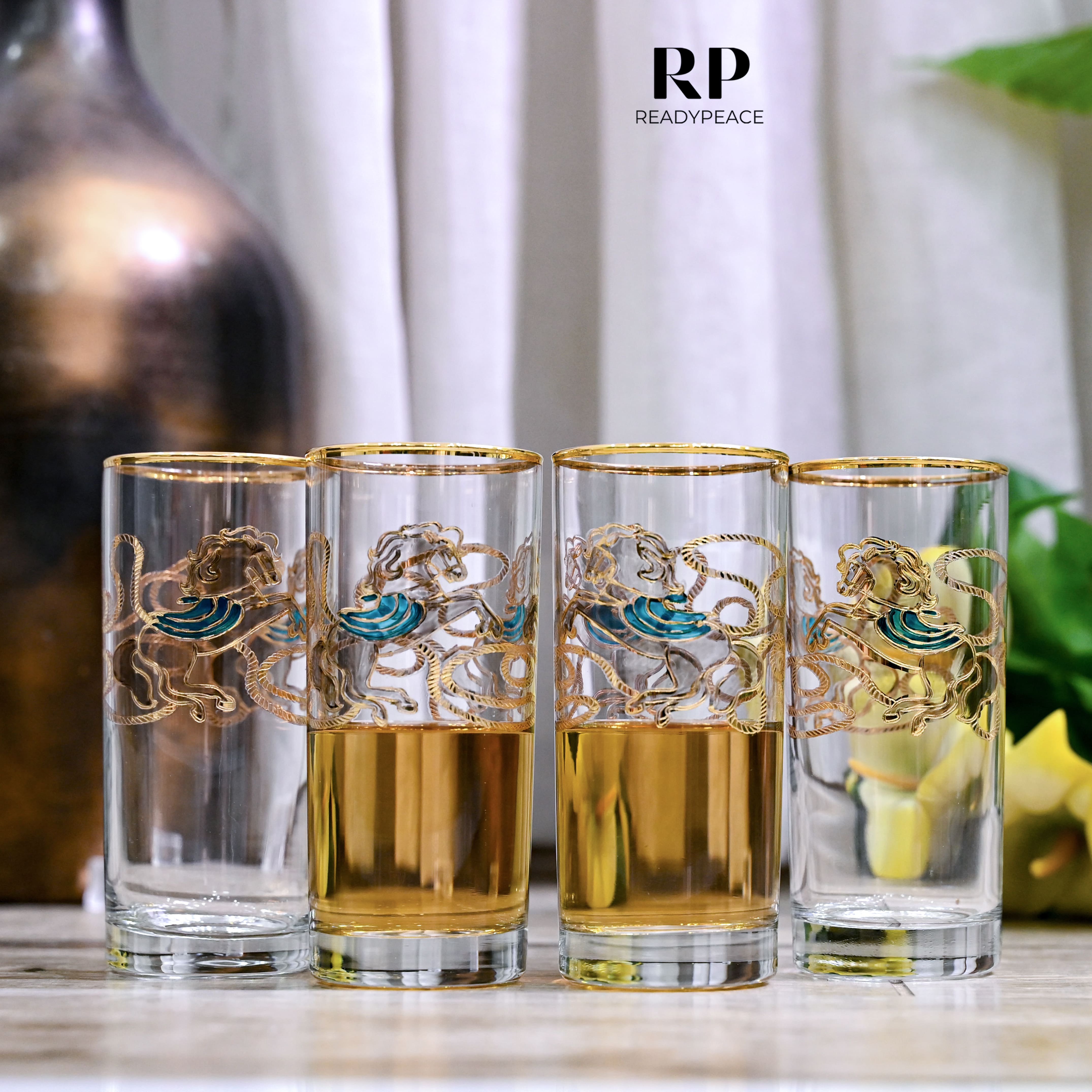 Neo Hermes Gold Plated Crystal Glasses Combo