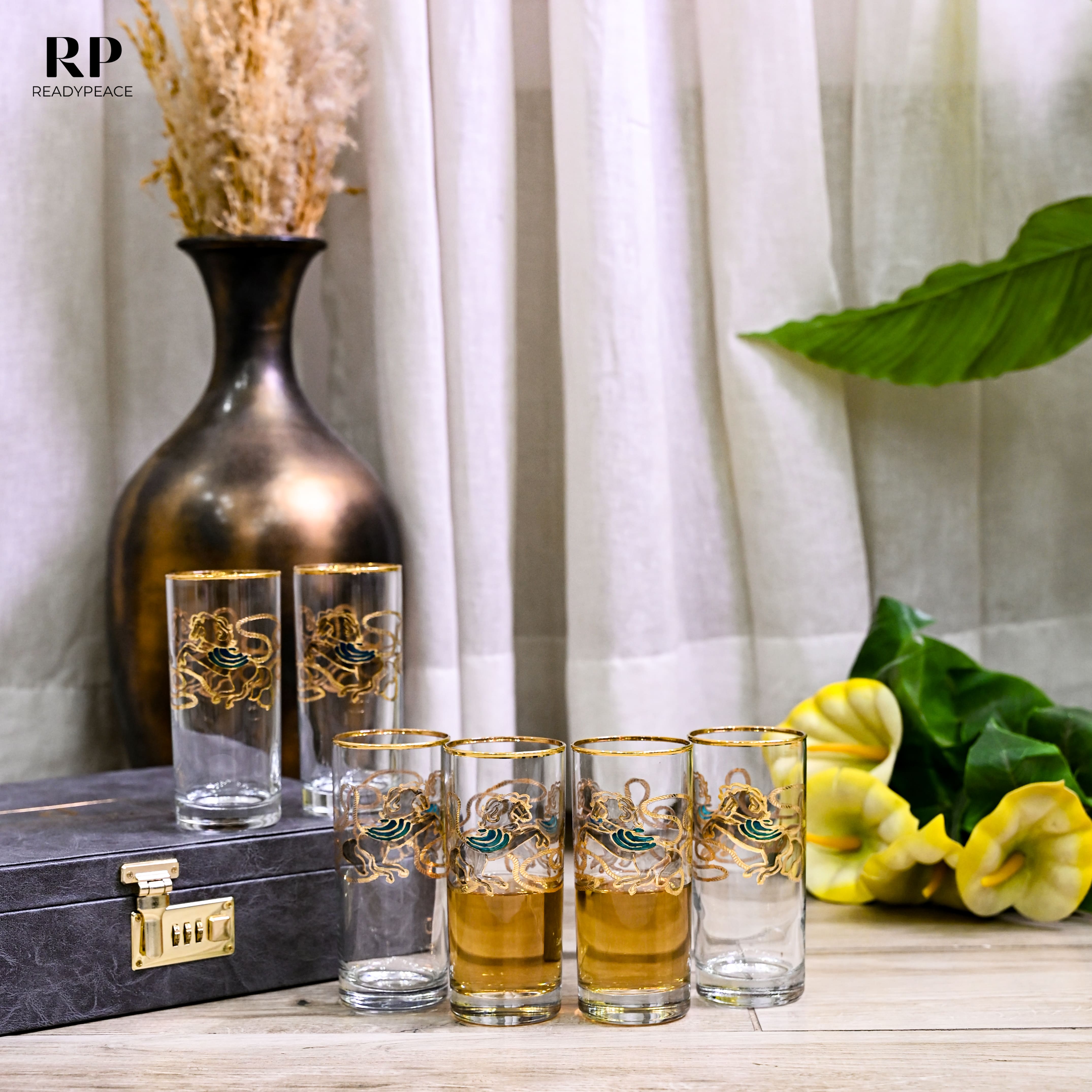 Neo Hermes Gold Plated Crystal Tall Glasses