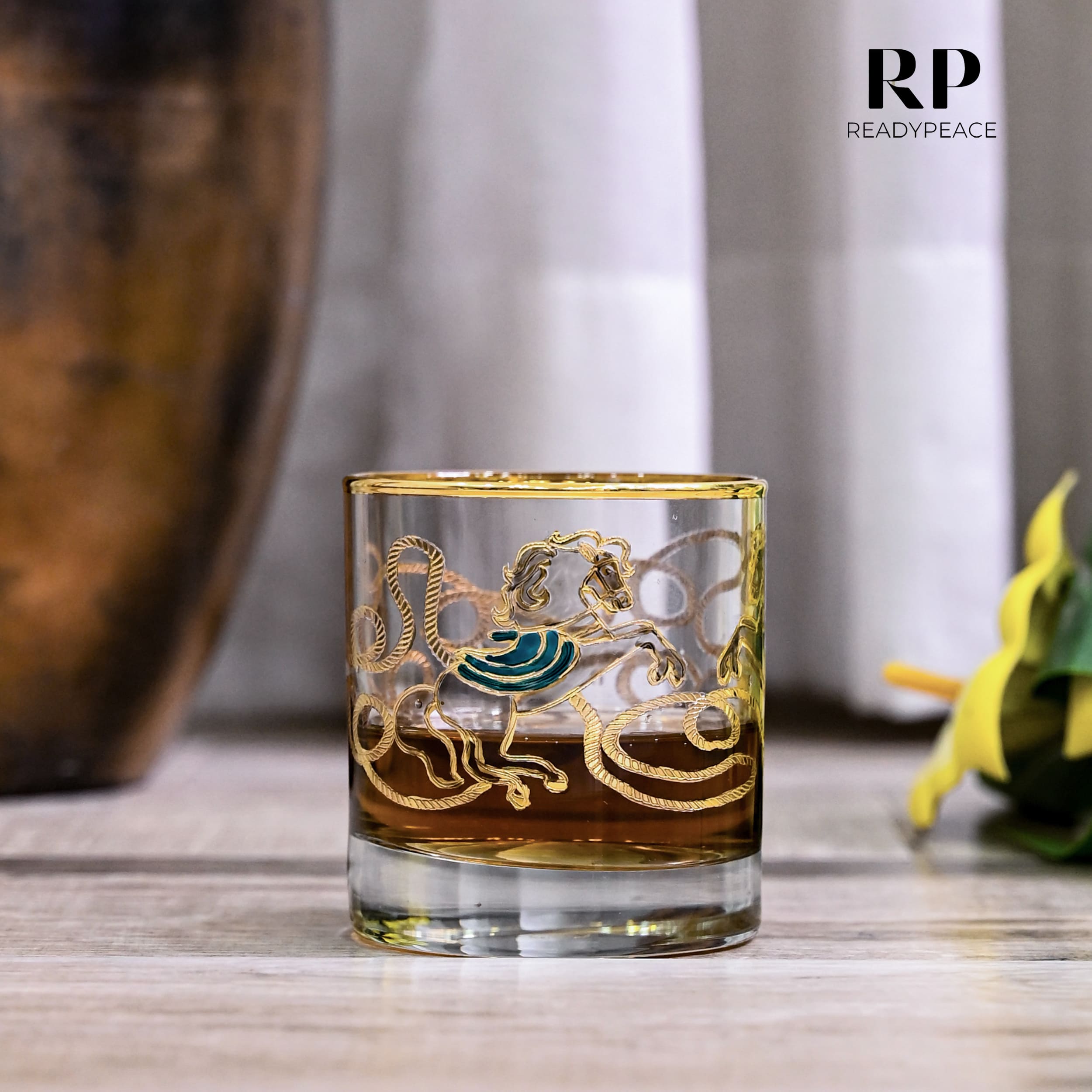 Neo Hermes Gold Plated Crystal Glasses Combo