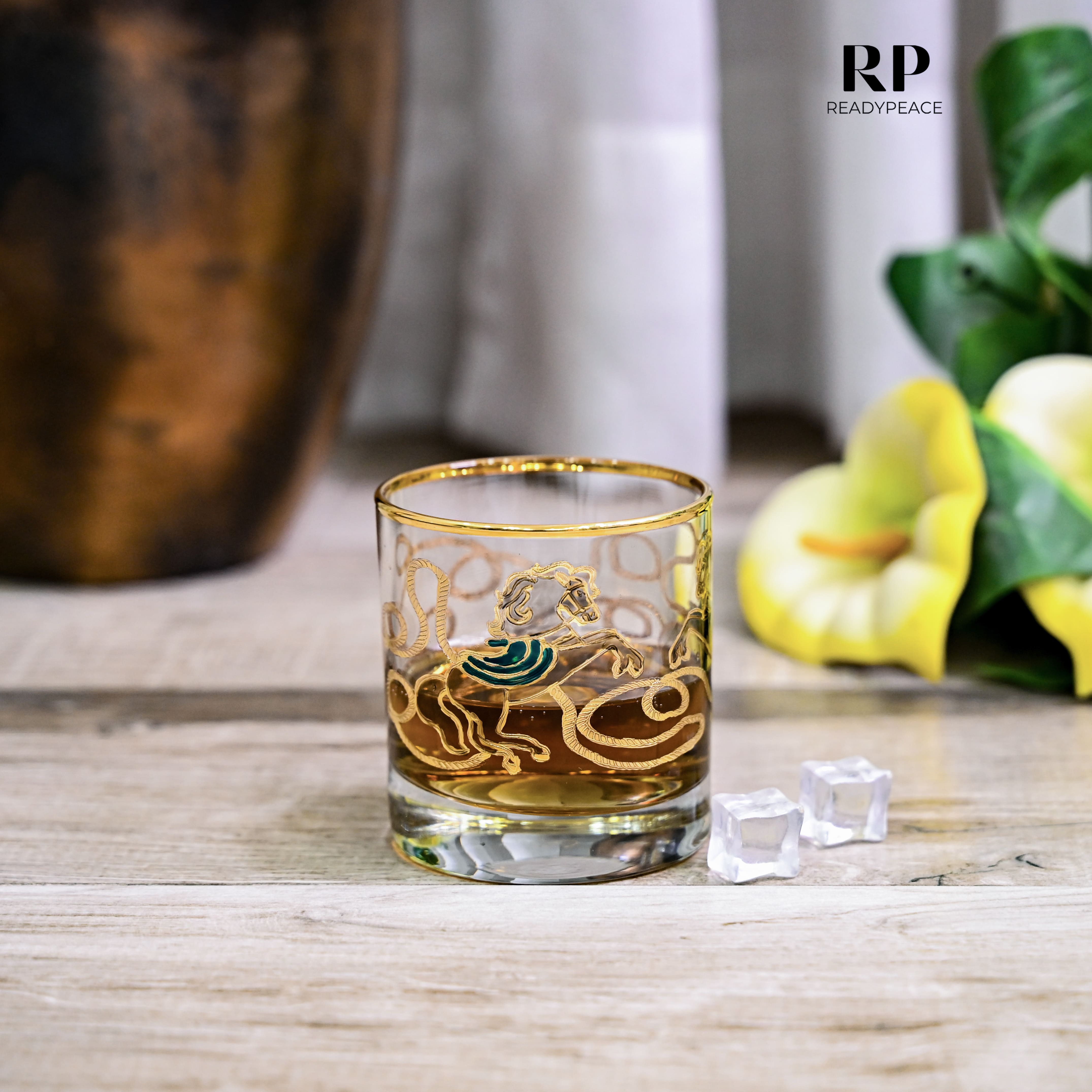 Neo Hermes Gold Plated Crystal Scotch Glass (410 ml)