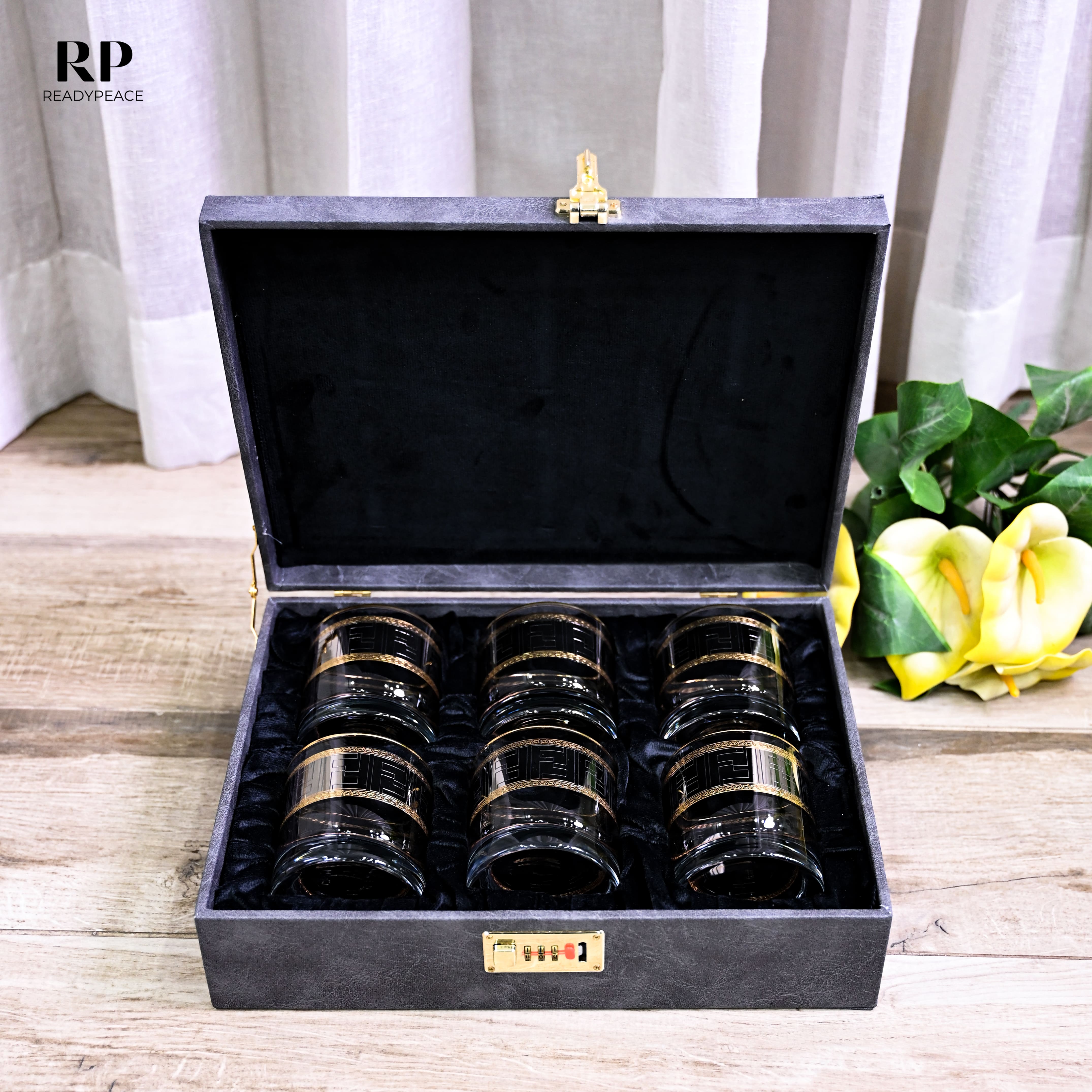 Diva Fendi Gold Plated Crystal Glasses Combo