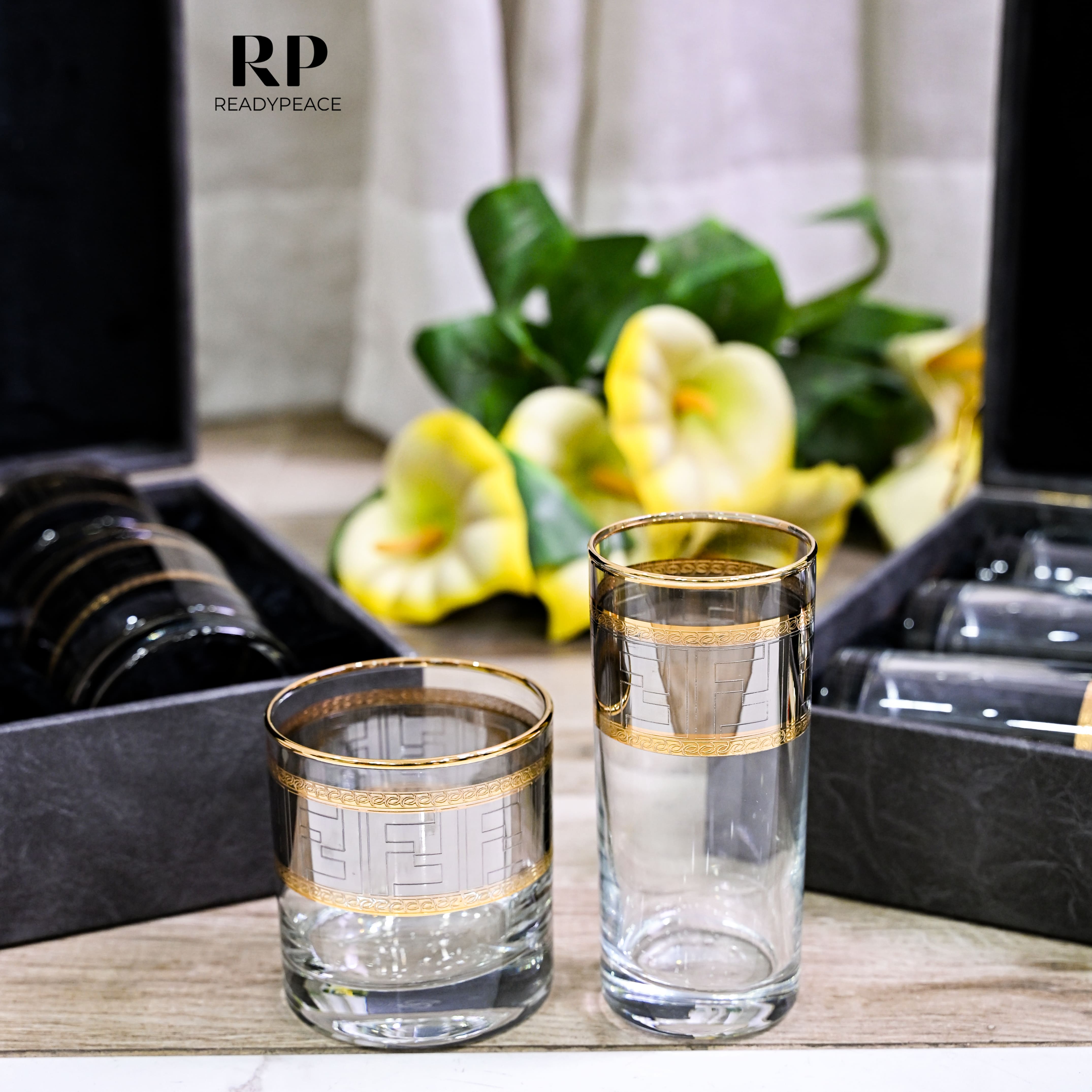 Diva Fendi Gold Plated Crystal Glasses Combo