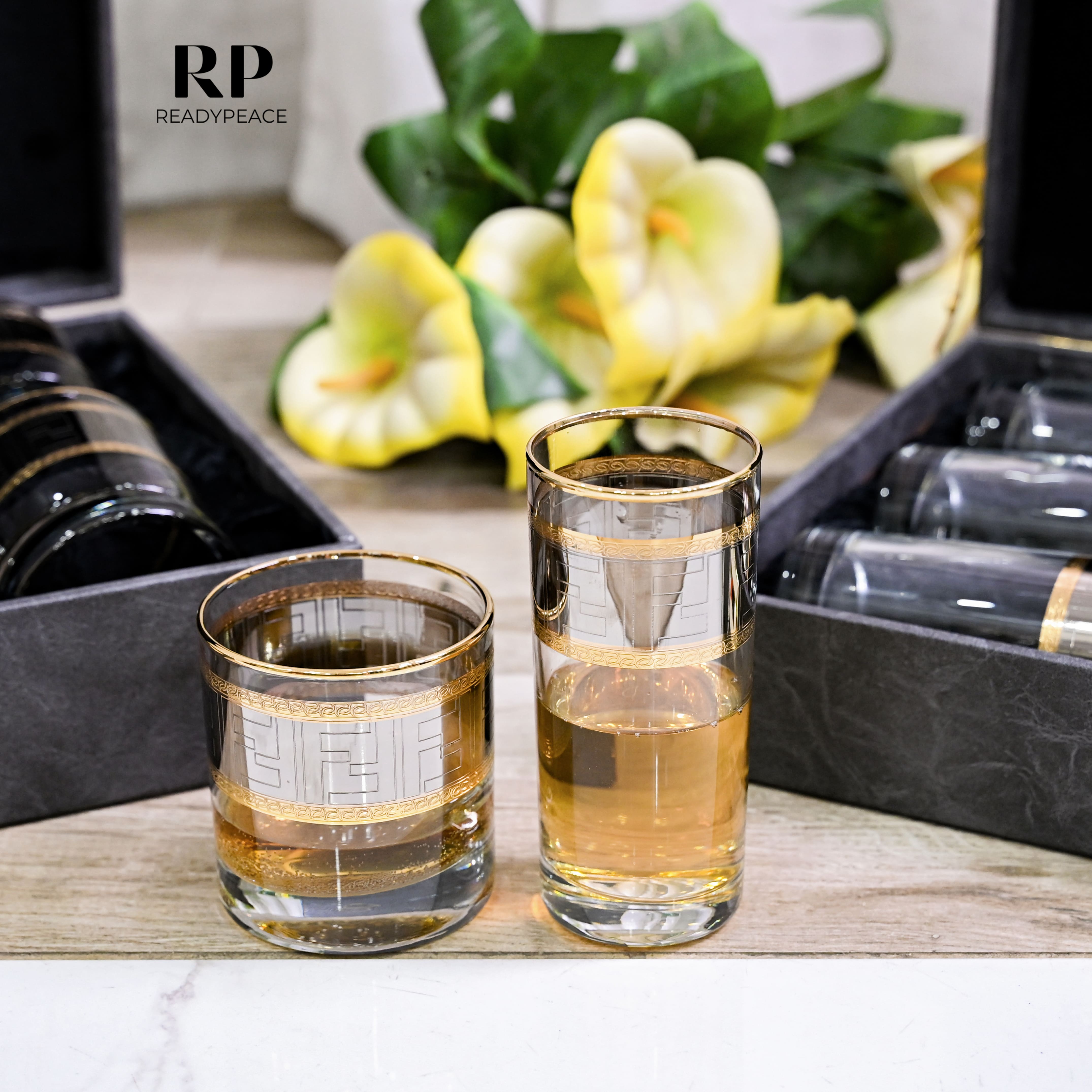 Diva Fendi Gold Plated Crystal Glasses Combo