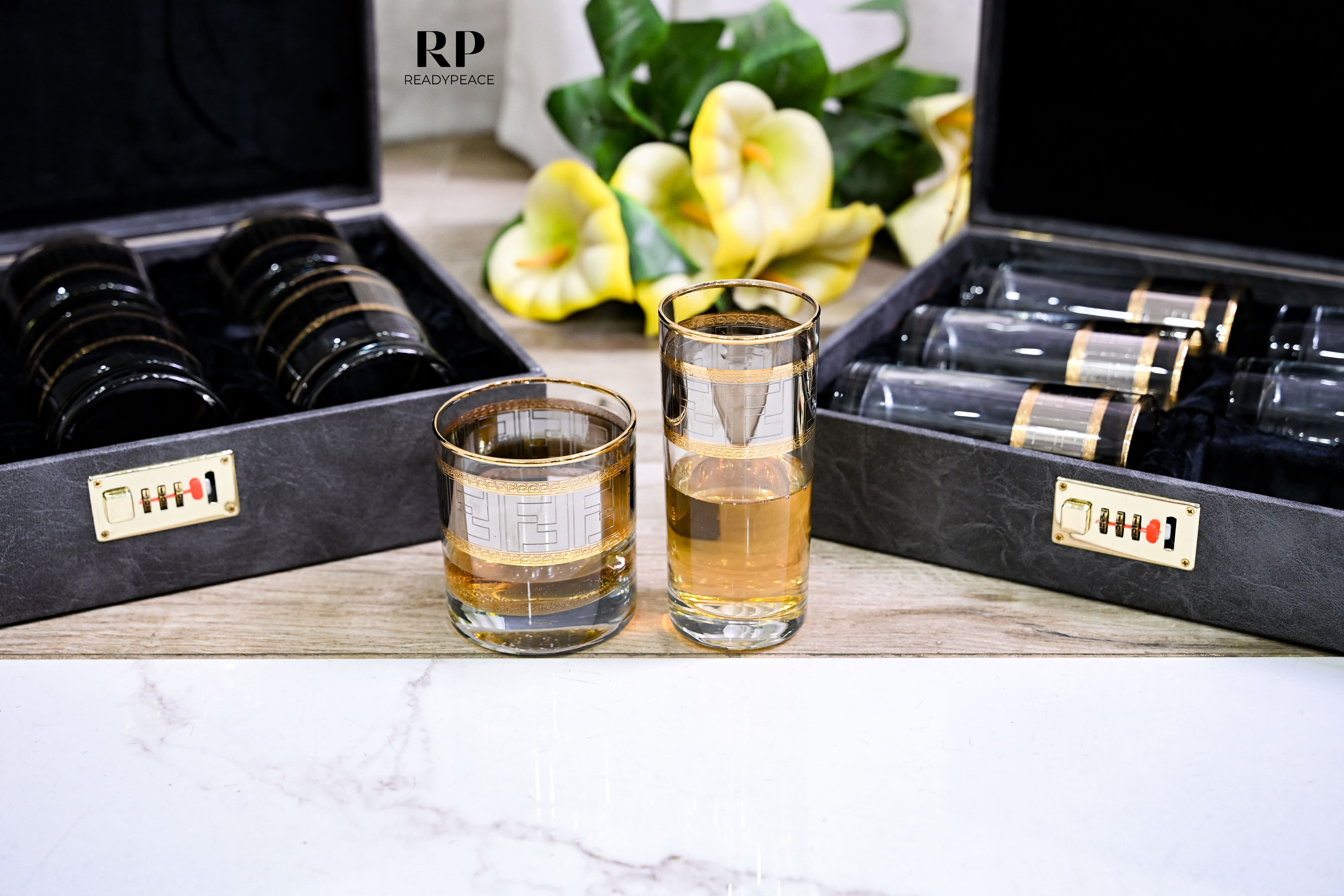 Diva Fendi Gold Plated Crystal Glasses Combo