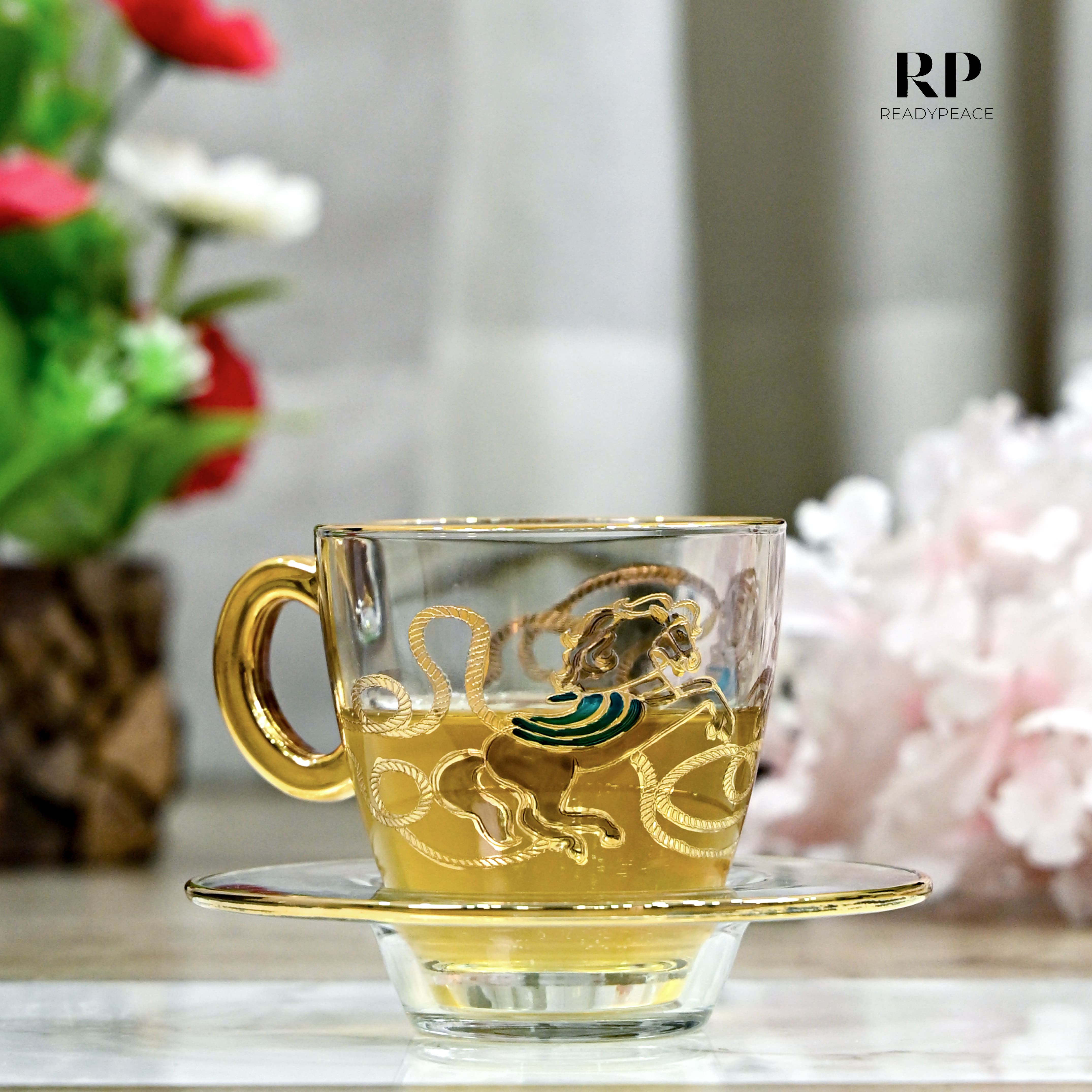 Neo Hermes Gold Plated Crystal Glasses Combo