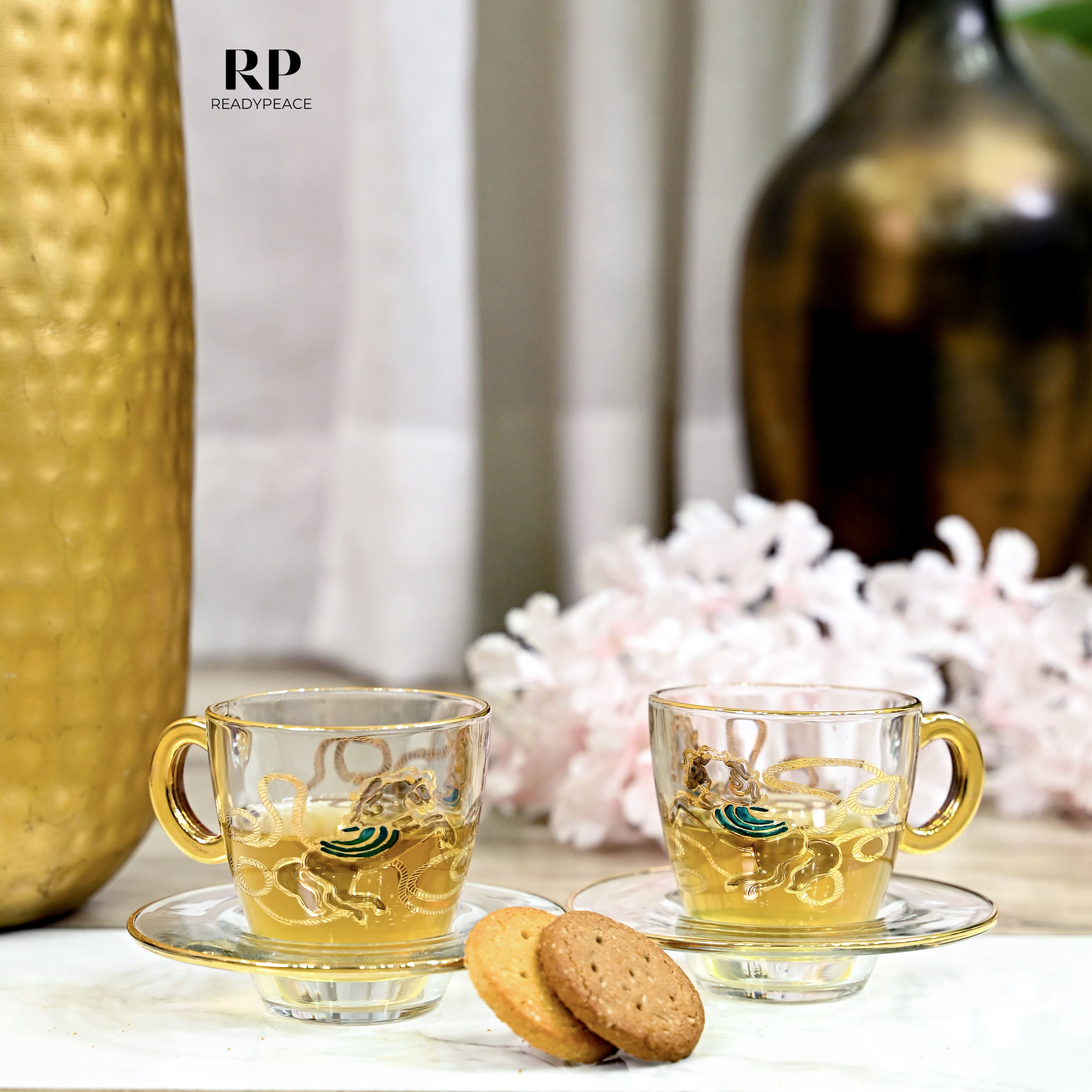 Neo Hermes Gold Plated Cup & Saucer Set