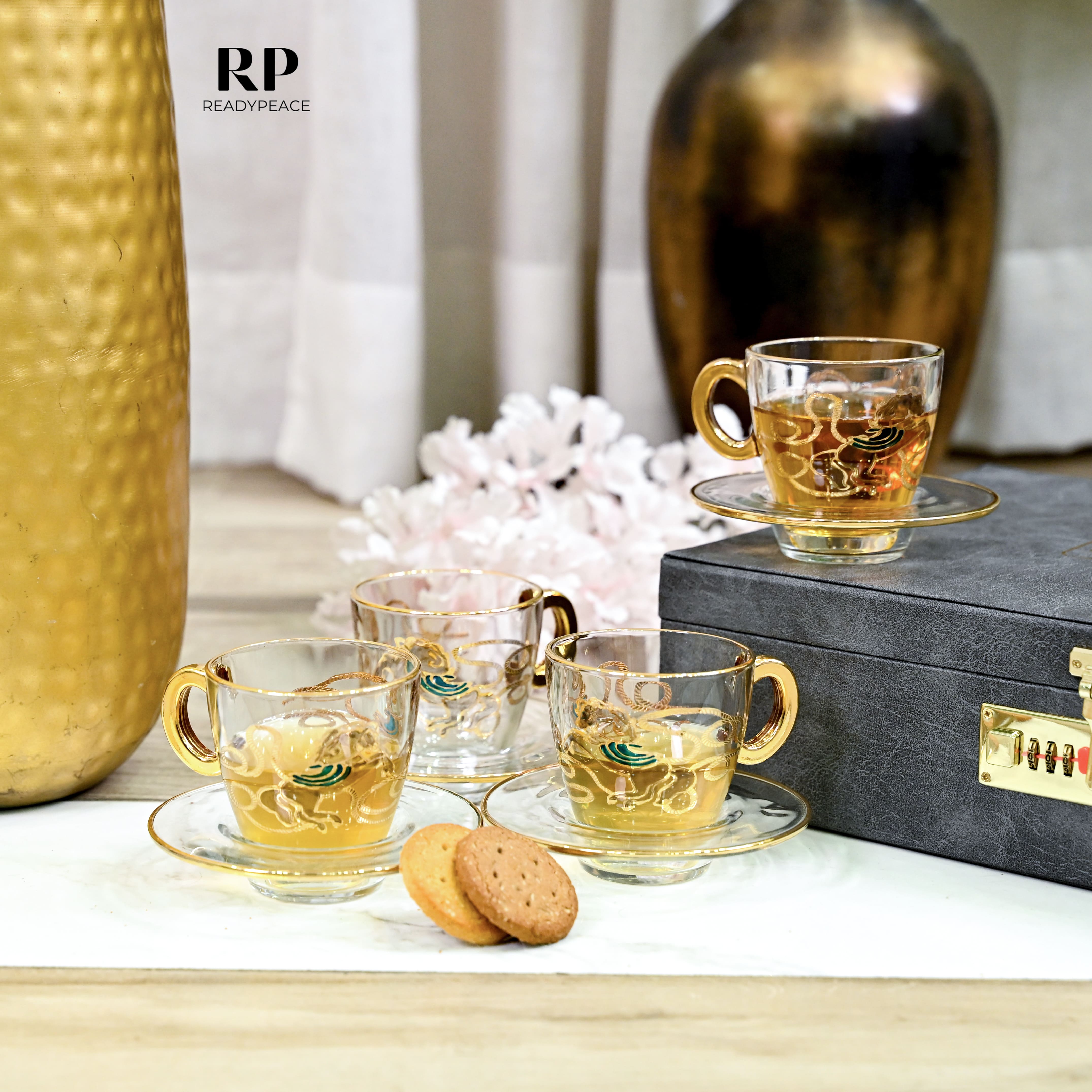 Neo Hermes Gold Plated Cup & Saucer Set
