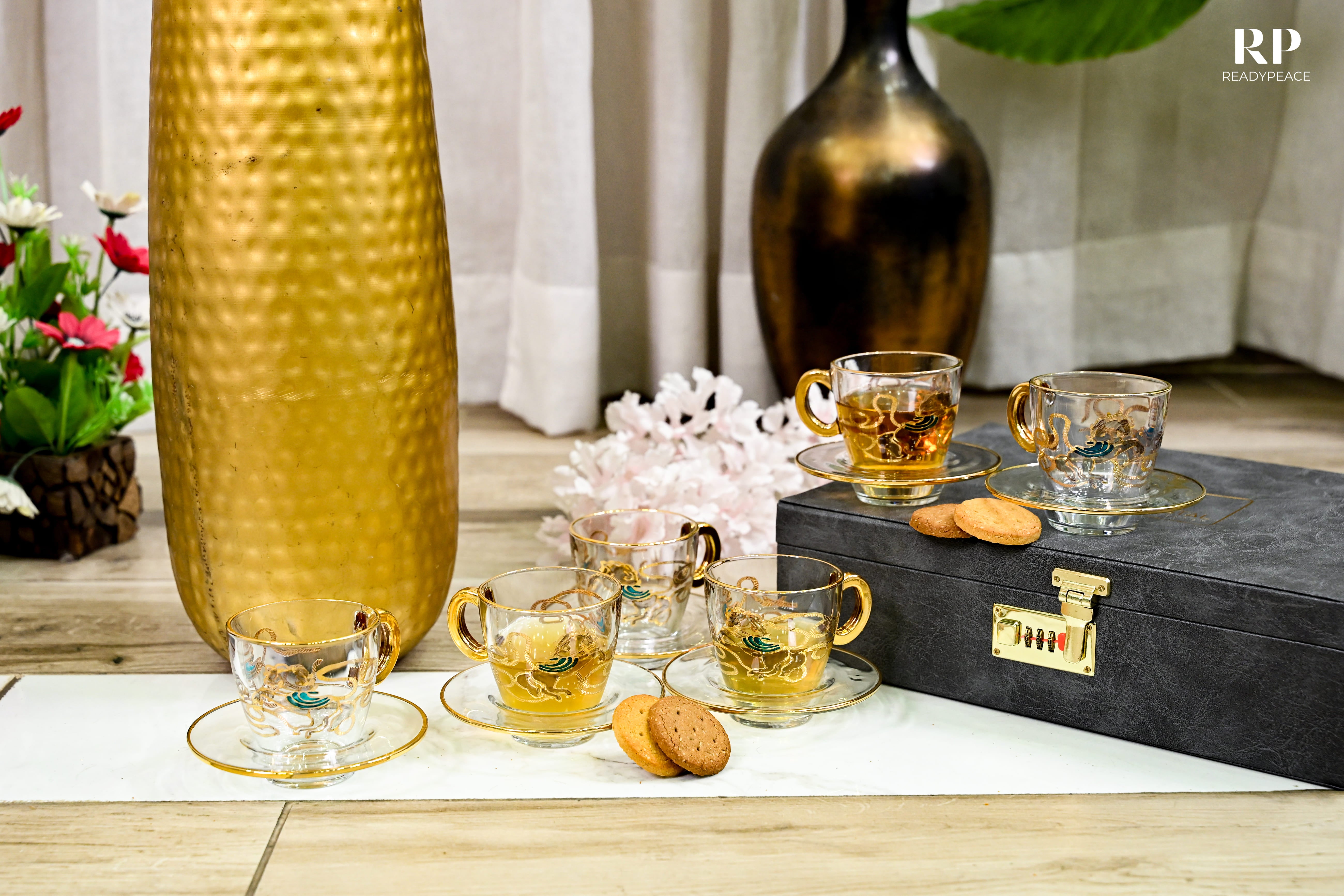 Neo Hermes Gold Plated Cup & Saucer Set