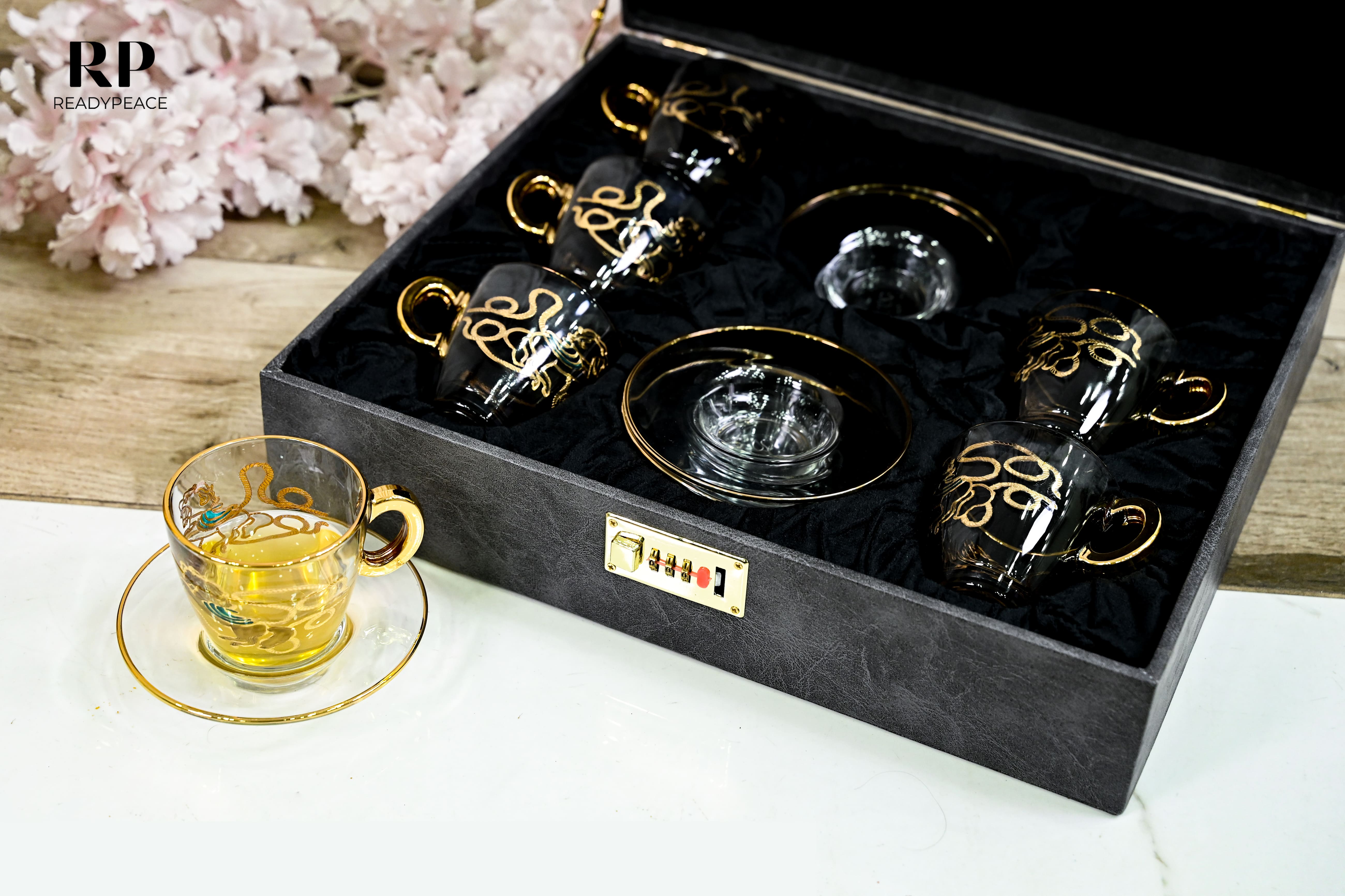 Neo Hermes Gold Plated Crystal Glasses Combo