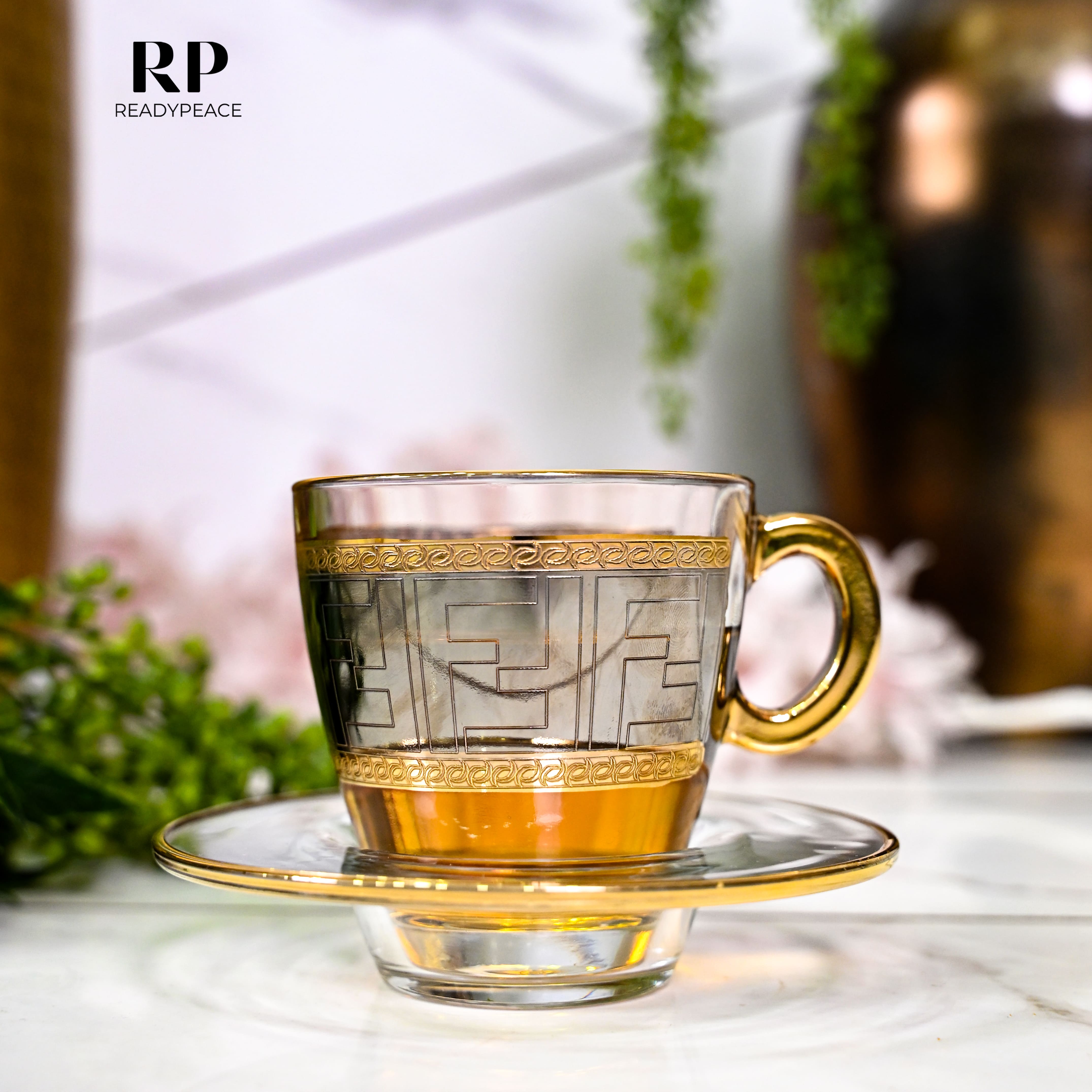 Diva Fendi Gold Plated Cup & Saucer Set